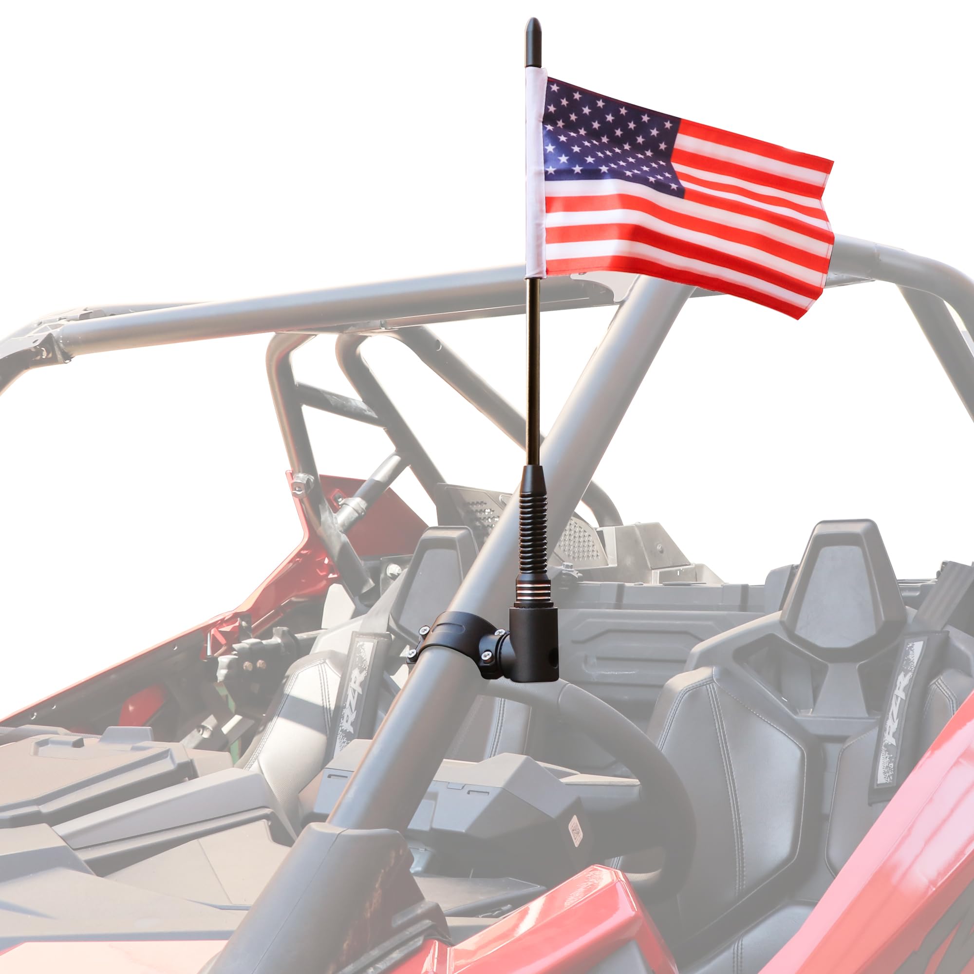 Rerpro Utv Flag Pole Holder Mount Atv Us Whip Flag Mount 1.75''-2'' Roll Bar Flag With Pole And Mount Bracket For Polaris Rzr Ra