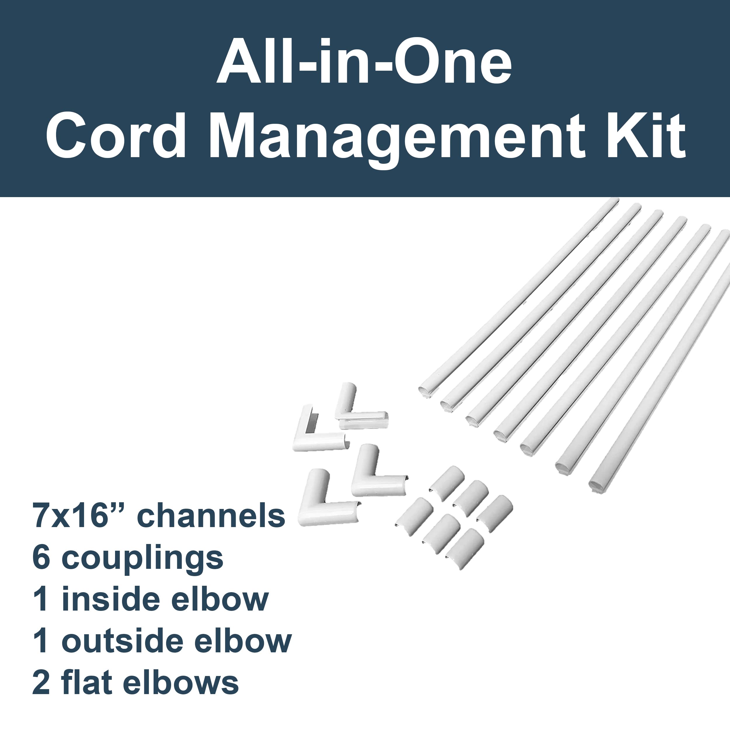 Wiremold Cable Management Kit, Cordmate I, Cord Organizer And Hider, Cord Cover, Concealer, And Protector For Wall, C110S, White