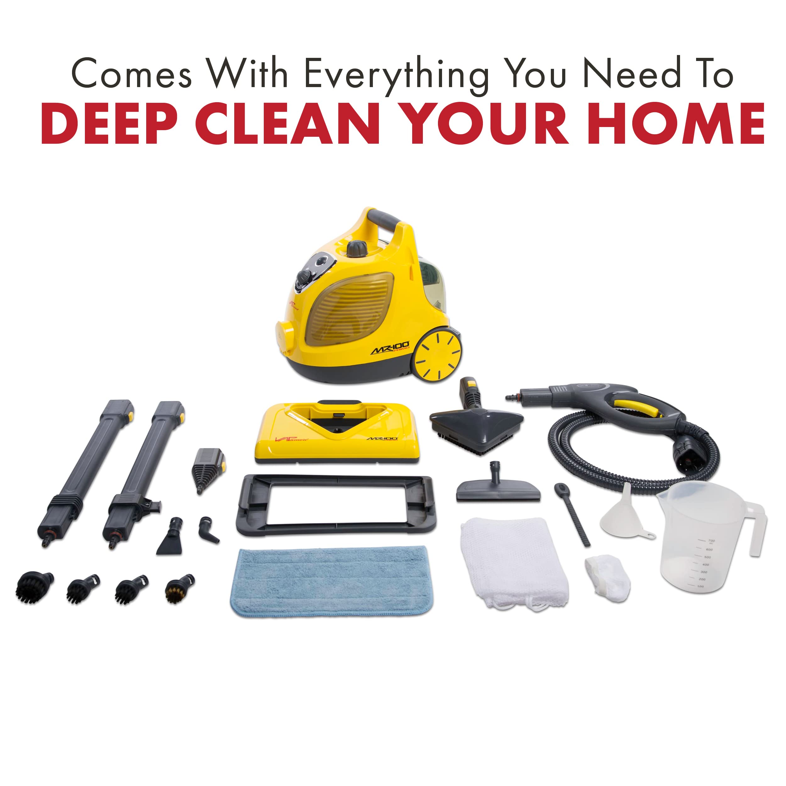 Vapamore Mr 100 Primo Steam Cleaner, 20 Extensions/Attachments Including The Turbo Pet Tool, Chemical Free Professional Grade St