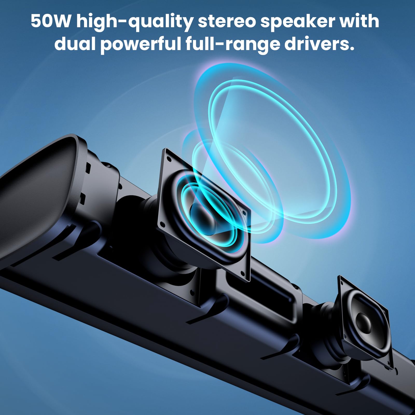 Mzeibo Sound Bar For Smart Tv, Bluetooth Soundbar For Tv, 50 Watts Mini Sound Bar With Arc/Optical/Aux, Surround Sound System Fo