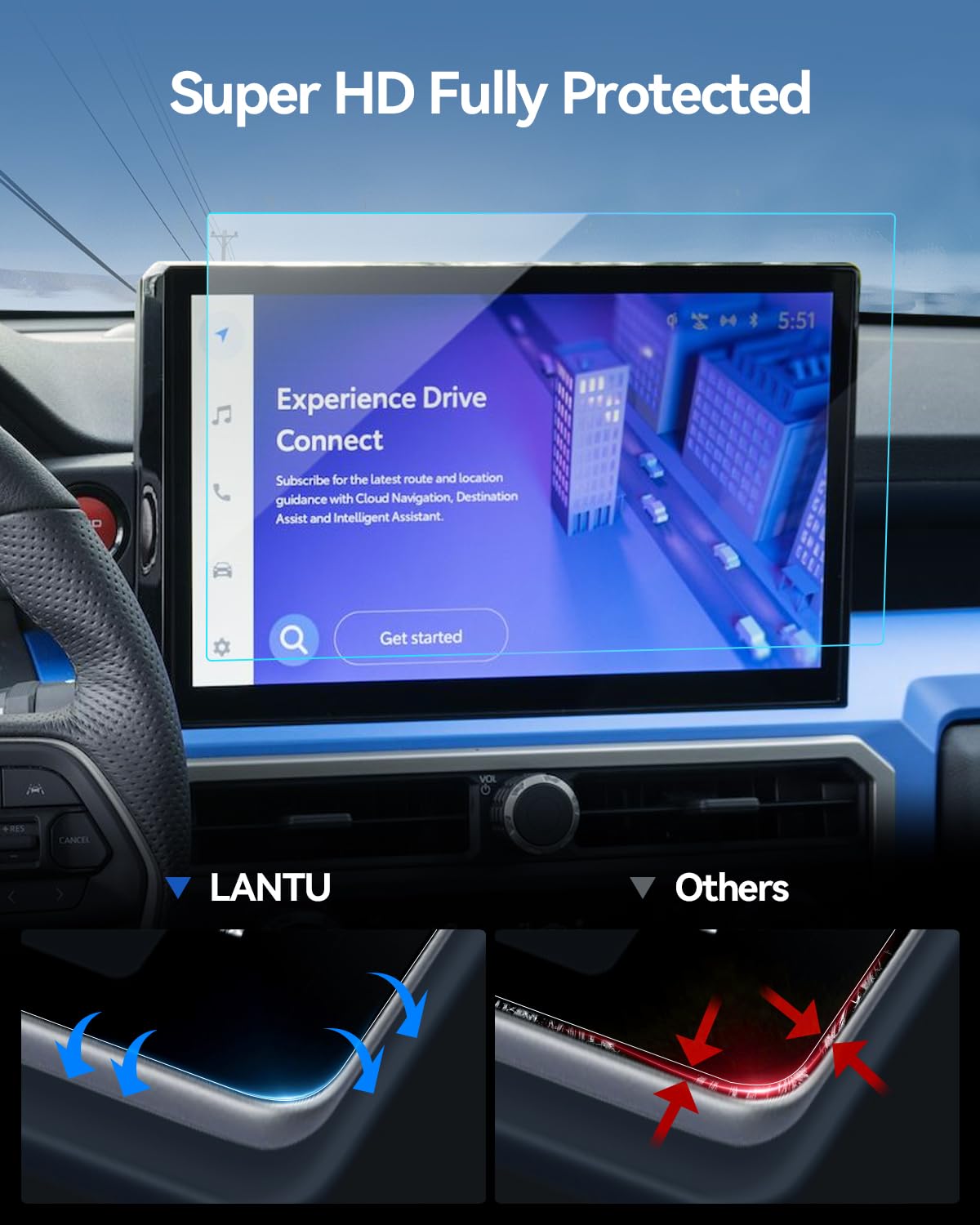 Lantu Tacoma Screen Protector For 2024 Toyota Tacoma Accessories Limited/Trailhunter/Trd Pro Touchscreen Protector Film Tempered