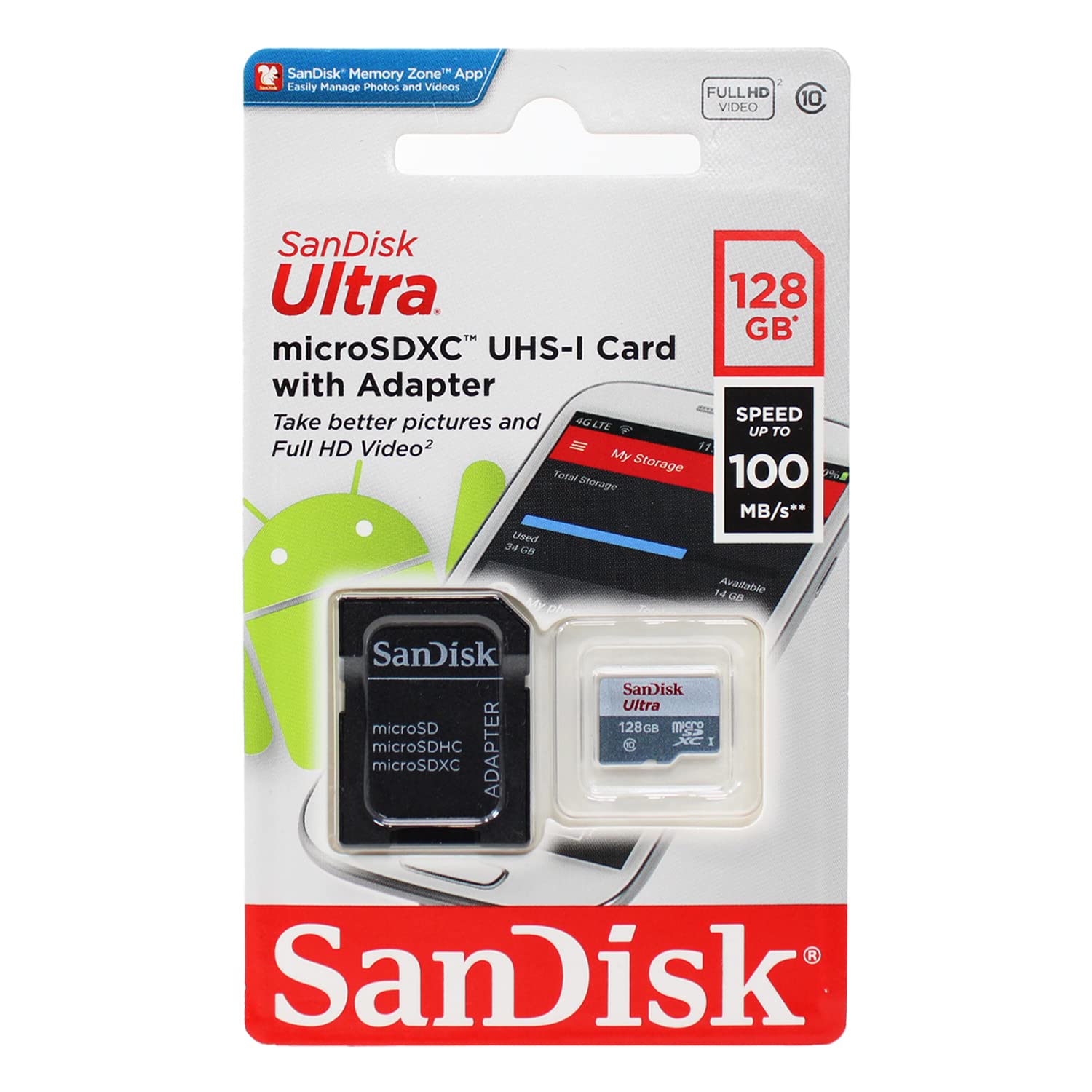 Sandisk Ultra Microsd Flash Memory 128Gb Microsdxc Uhs I Class 10