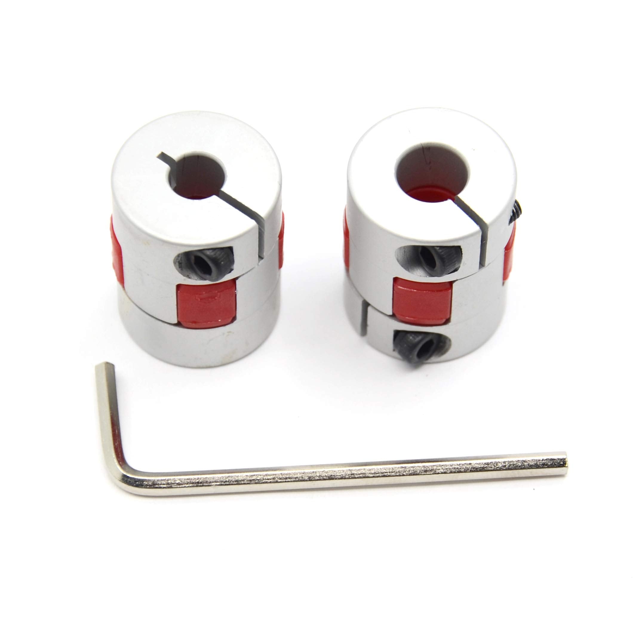 Befenybay 2PCS 6.35mm to 8mm Aluminium Plum Flexible Shaft Coupling D20 L25 6.35X8mm Connector Flexible Coupler for 3D Printer C