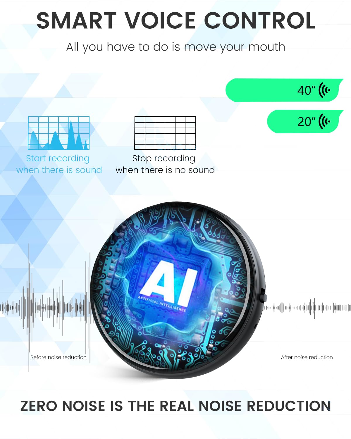 64Gb Voice Recorder, 3072Kbps Recording Device, Voice Activated Recorder With 800 Hours Capacity, Audio Recorder With Ai Intelli