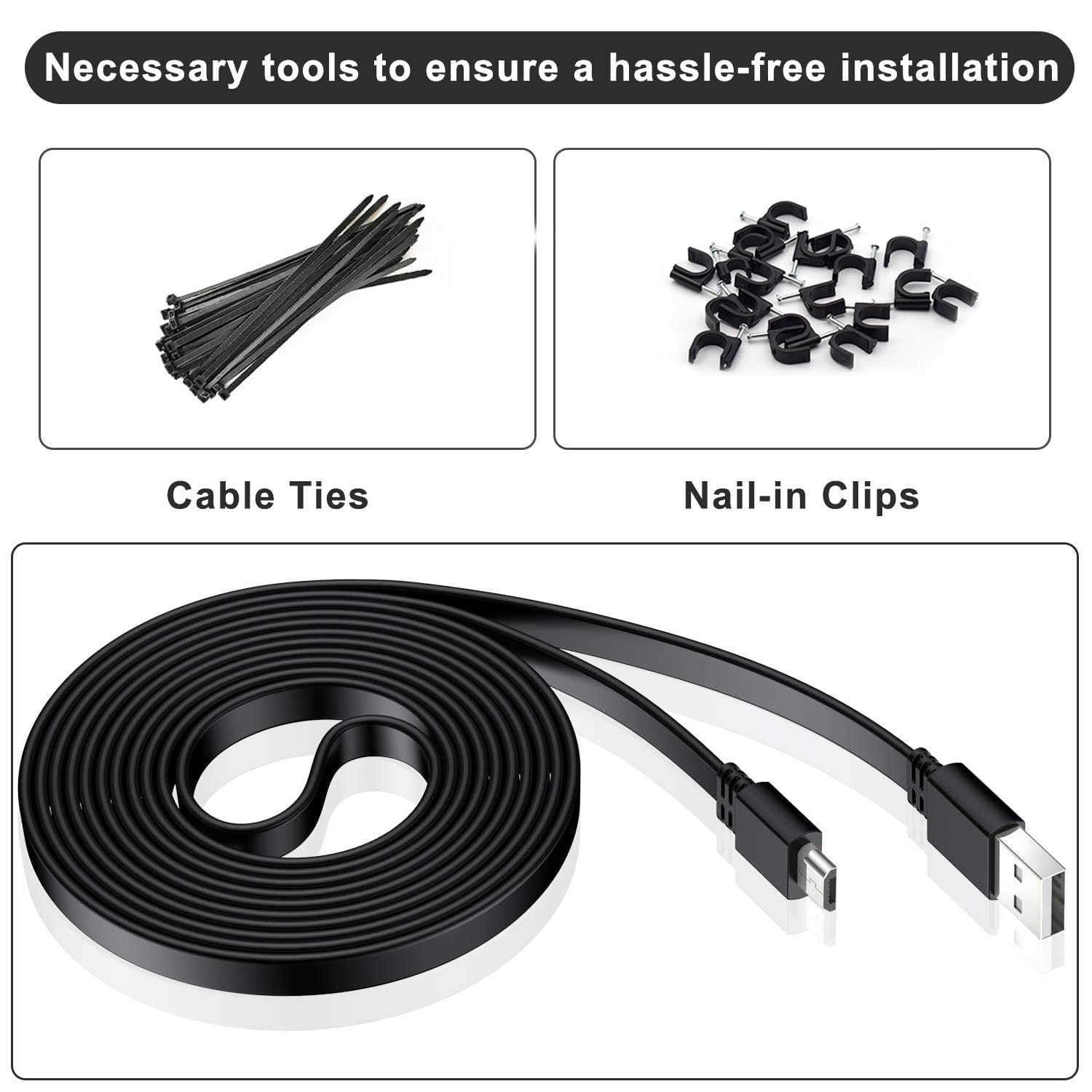 Itramax Micro Usb Power Cable 30 Ft (2 Pack),Flat Micro Usb Charging Power Cord,Charger For Wyze Cam V3 V4,Yi Cam,Nest Cam,Blink