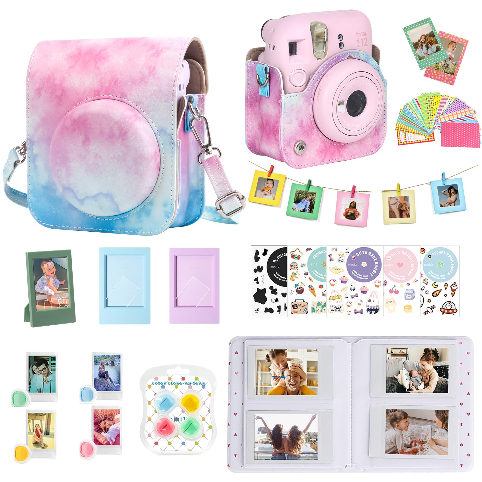 Wogozan Accessories Kit For Fujifilm Instax Mini 12 Instant Camera Case+Album For Mini 3 Inch Film+Color Filters+Photo Album & F