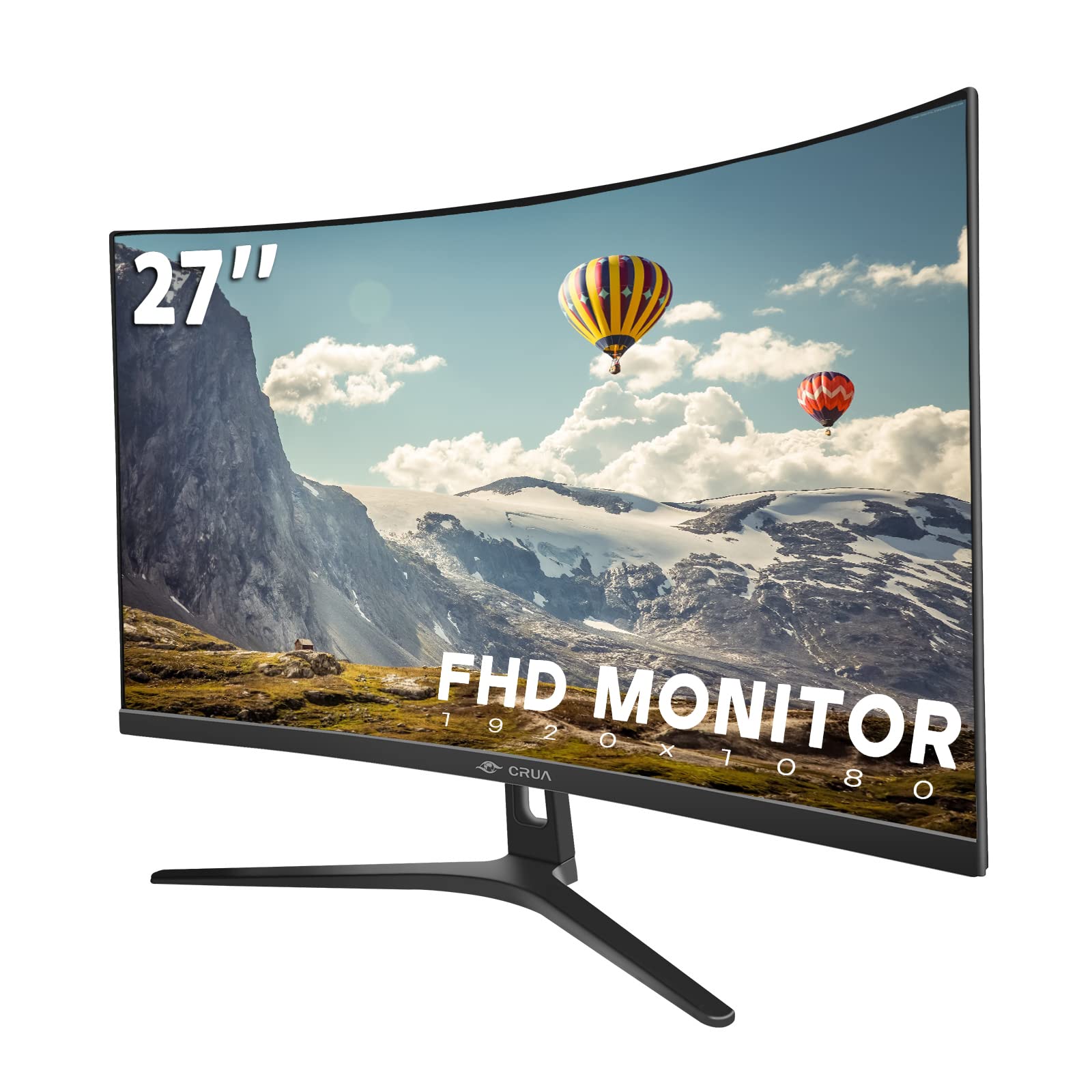 Crua 27'' Curved Monitor, Fhd(1920X1080P) Va Panel 1800R 100Hz 99% Srgb Professional Computer Monitor, Narrow Bezels On Three Si