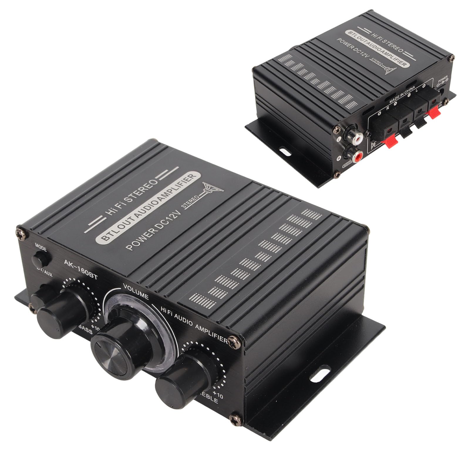 Power Amplifier, Ak 160Bt Bluetooth 5.0 Stereo Audio, 2 Channel Amplifier Receiver 20W X 2, 12V Mini Home Power Amplifier Univer