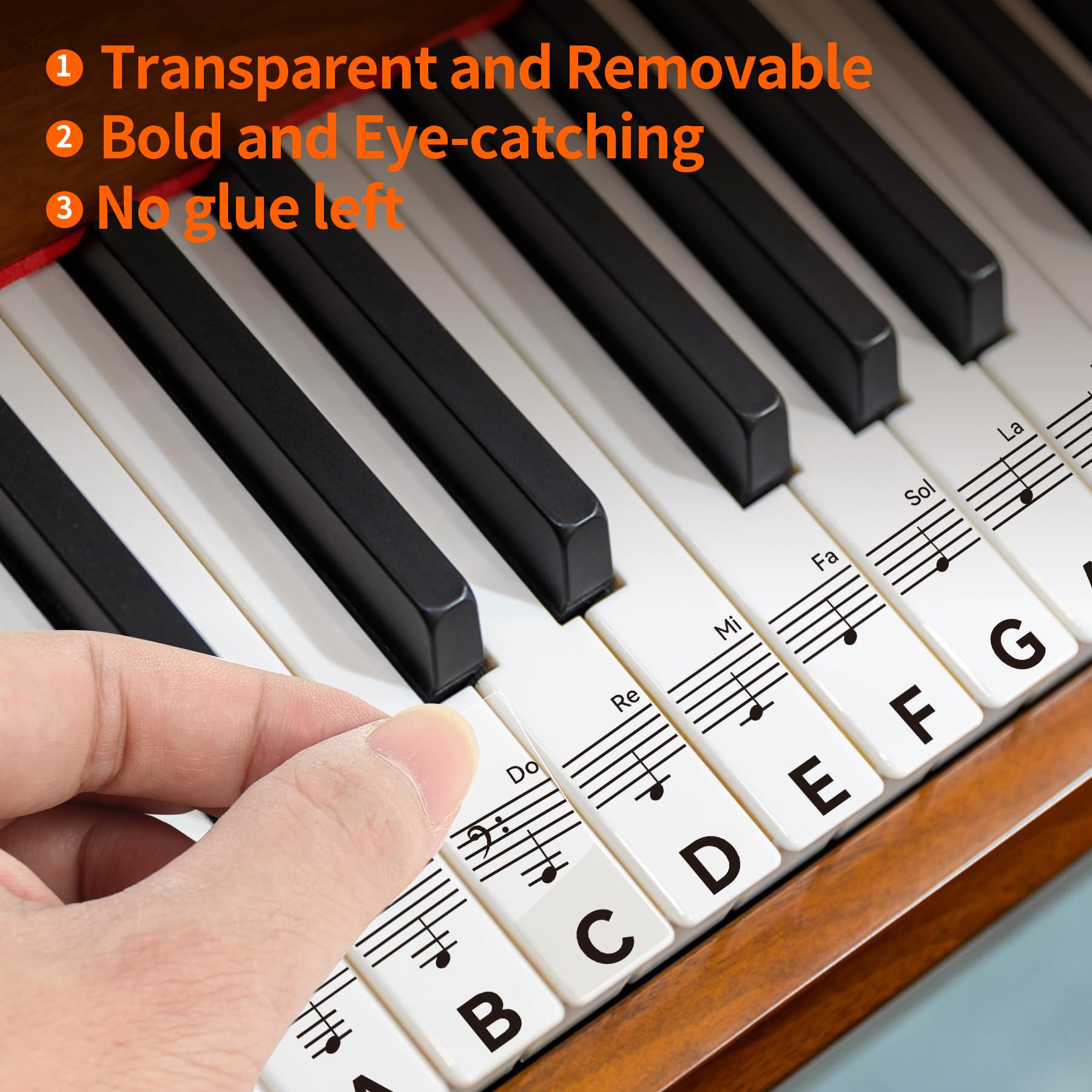 Runzoos Piano Key Stickers For 88/76/61/54/49 Keys, Removable Piano Stickers For Beginners, Piano Keyboard Stickers For Kids, Ke