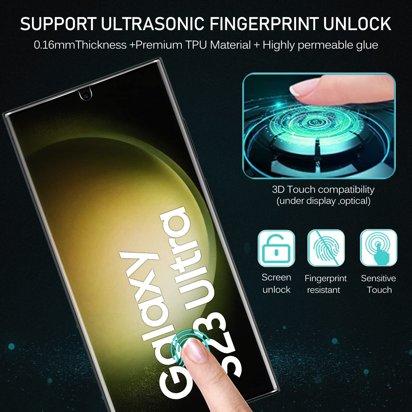 Ivoler [2+1Pack Screen Protector For Samsung Galaxy S23 Ultra 6.8'' 5G [2 Pack] With [1 Pack] Camera Lens Protector Tpu Screen P