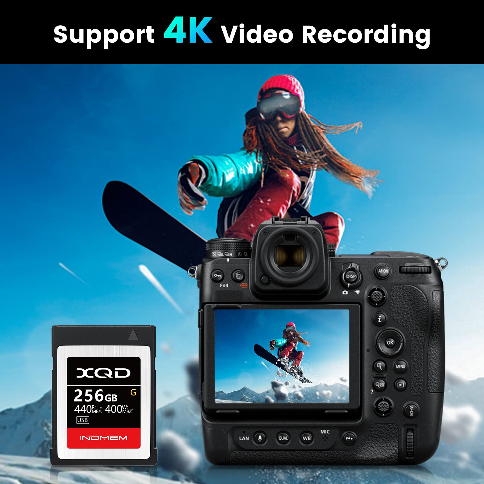 Indmem Xqd 256Gb Memory Card, 5X Tough Mlc Xqd Flash Memory Card High Speed G Series| Max Read 440Mb/S, Max Write 400Mb/S