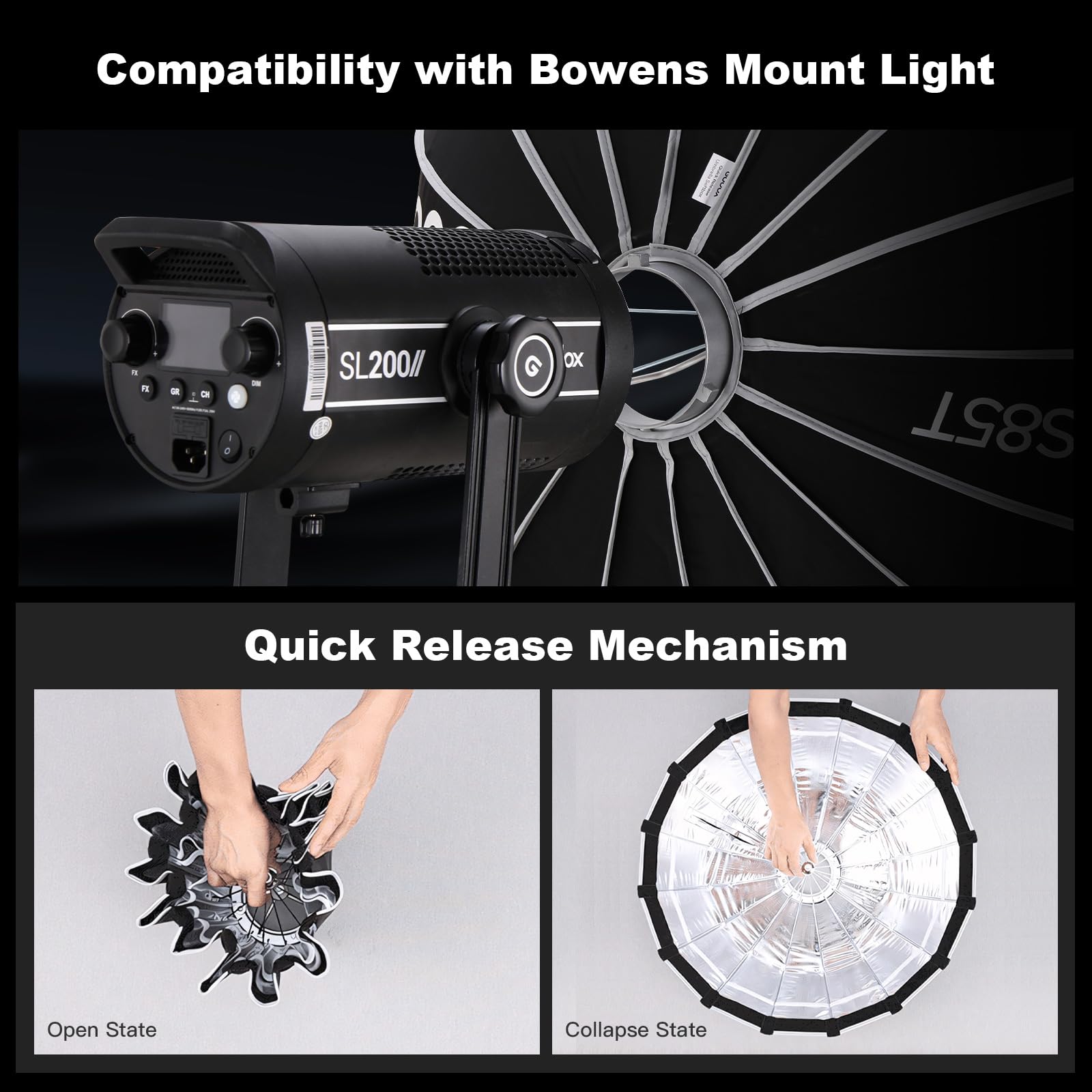 Godox S120T 47.3'' 120Cm Umbrella Softbox Bowens Mount Softbox With Diffuser Quick Release Compact Umbrella Softbox For Photogra