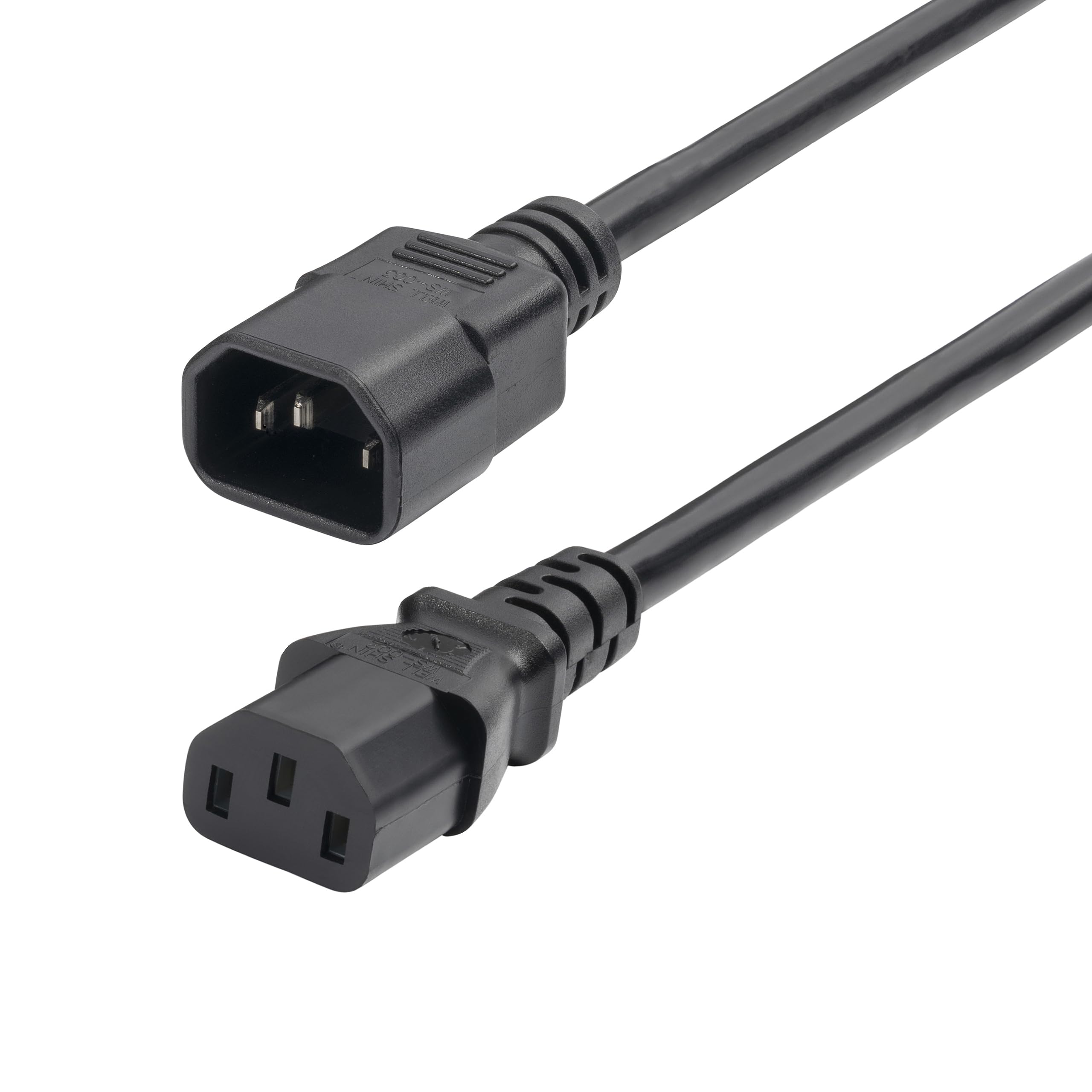 StarTech.com 1ft (30cm) Power Extension Cord, IEC 60320 C14 to C13 PDU Power Cord, 10A 250V, 18AWG, AC Power Cable for PDU/Power