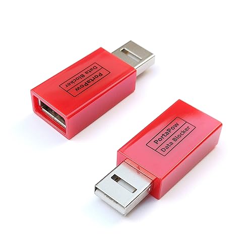 Portapow Usb Data Blocker (Red 2 Pack)   Protect Against Juice Jacking