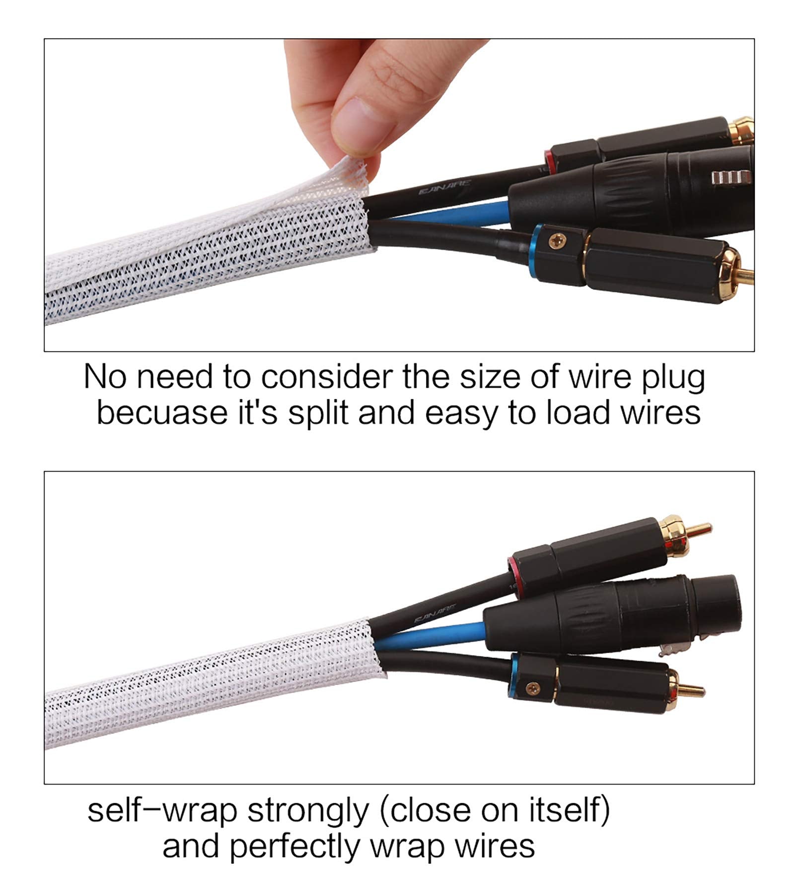 Alex Tech 10Ft   1/2 Inch Cord Protector Wire Loom Tubing Cable Sleeve Split Sleeving For Usb Cable Power Cord Audio Video Cable