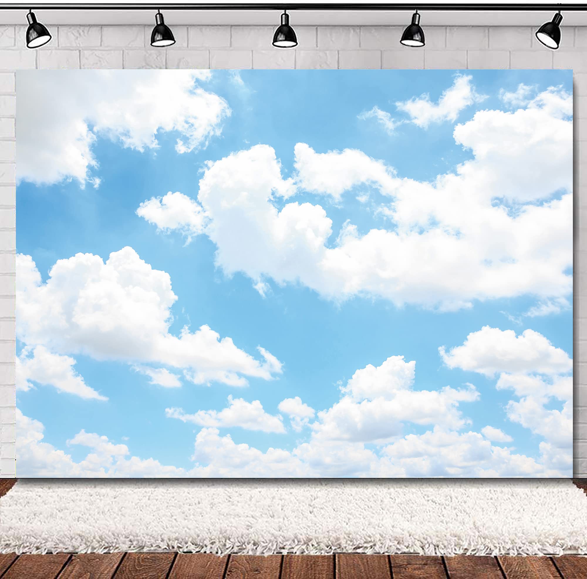Svbright Blue Sky Backdrop 8Wx6H White Clouds Sunshine Pretty Modern Landscape Trendy Netural For 1St Newborn Baby Shower Birthd