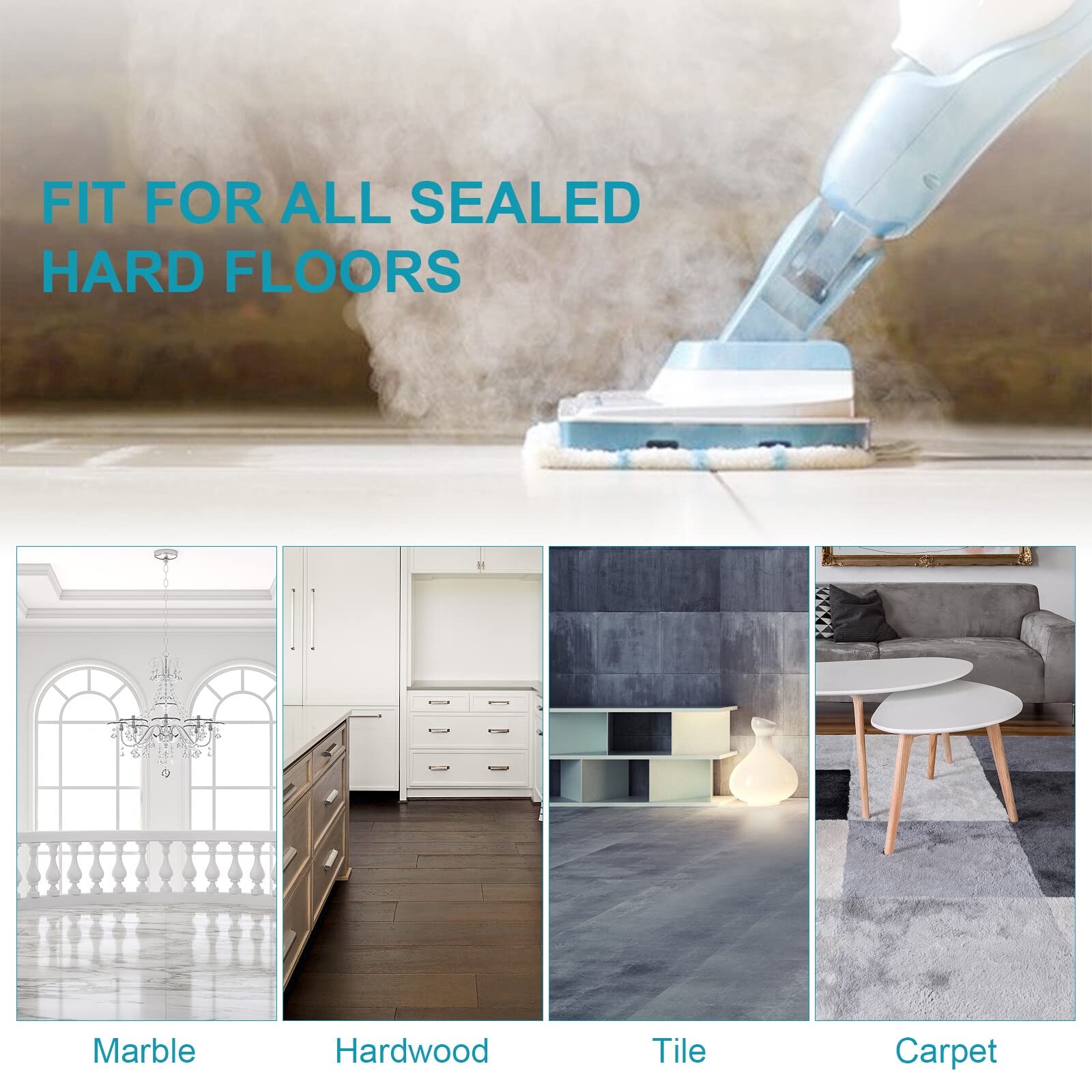 4 Pcs Replacement Pads Accessories Compatible With Black+Decker Steam Mop Sm1600, Sm1610, Sm1620, Hsm13E1, Hsmc1300Fx, Hsmc1321,