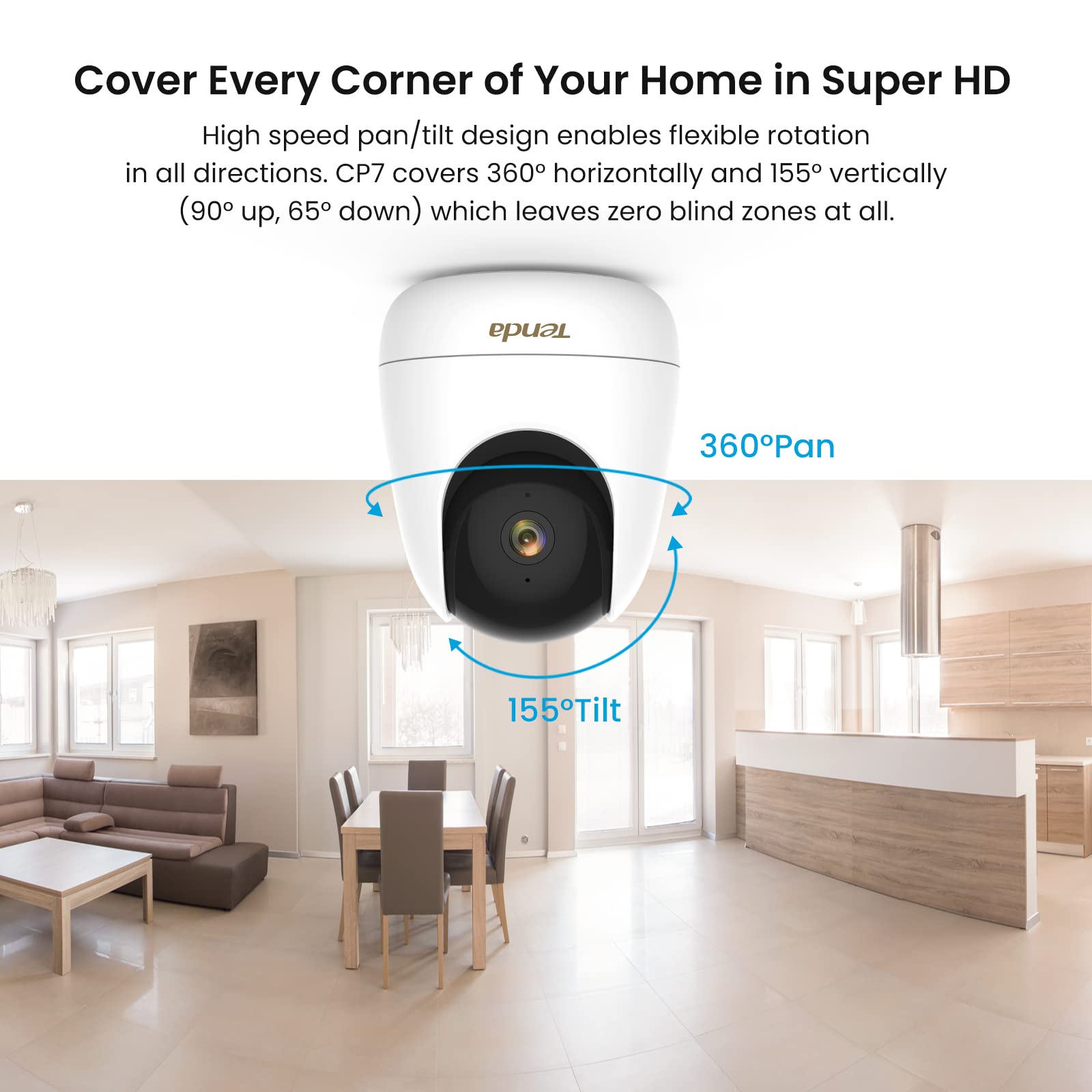 Tenda Cameras For Home Security, 2.5K Indoor Camera Wifi Camera, 360 Pan Tilt Wifi Camera With Phone App, 2 Way Audio, Night Vis