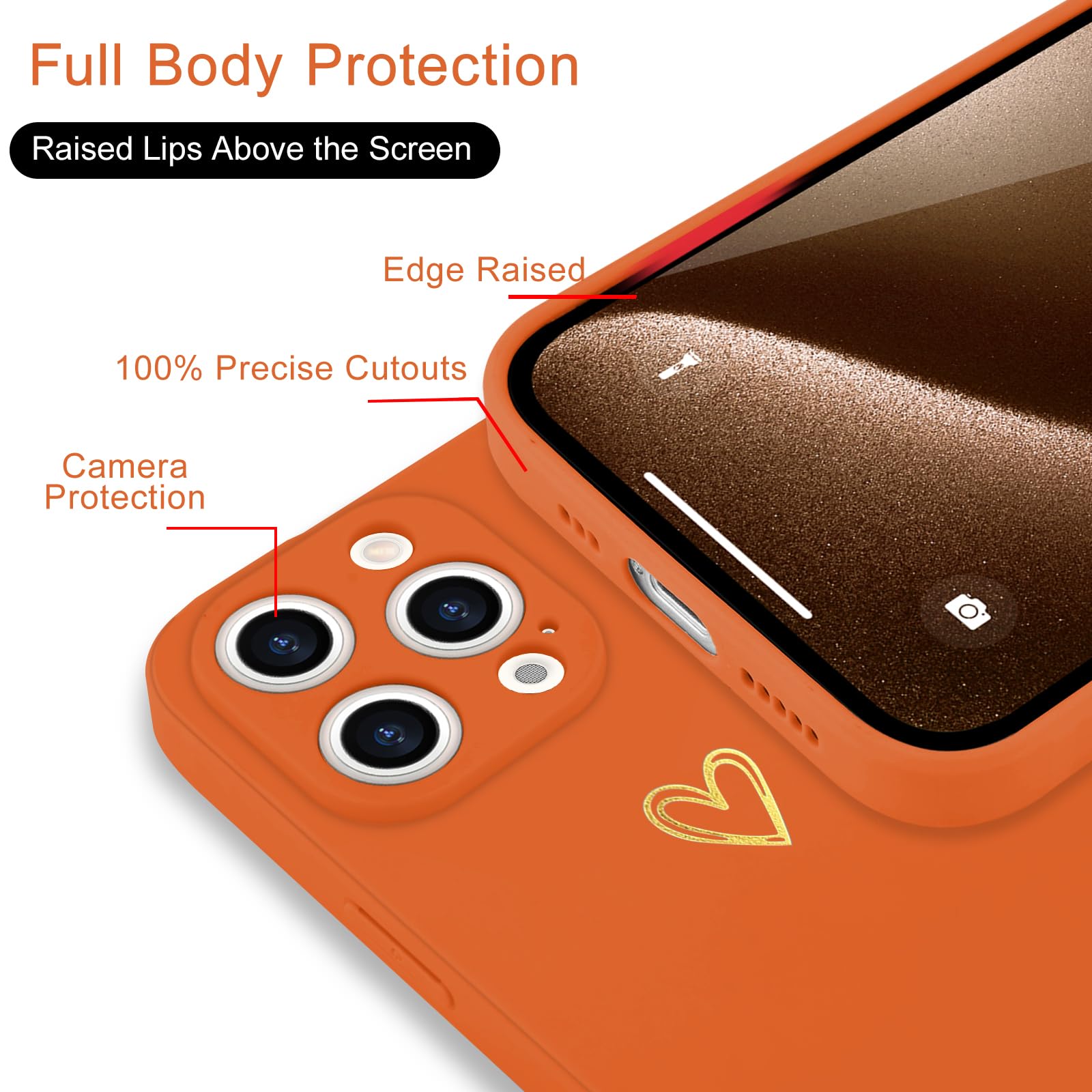 Wirvyuer For Iphone 14 Pro Case Cute Heart Pattern Soft Shockproof Slim Protective Silicone Phone Case Cover For Women Girls, Or