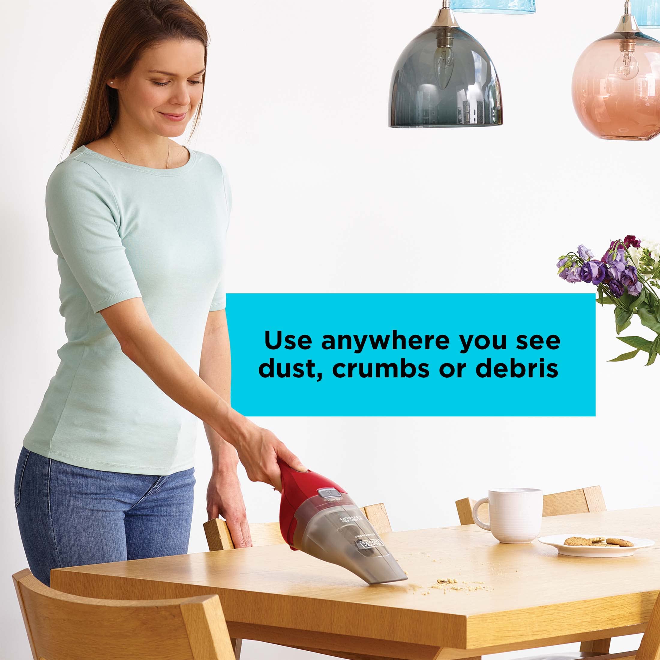 Black+Decker Dustbuster Quickclean Handheld Vacuum, Cordless, Lightweight & Portable, Ergonomic Design, Red