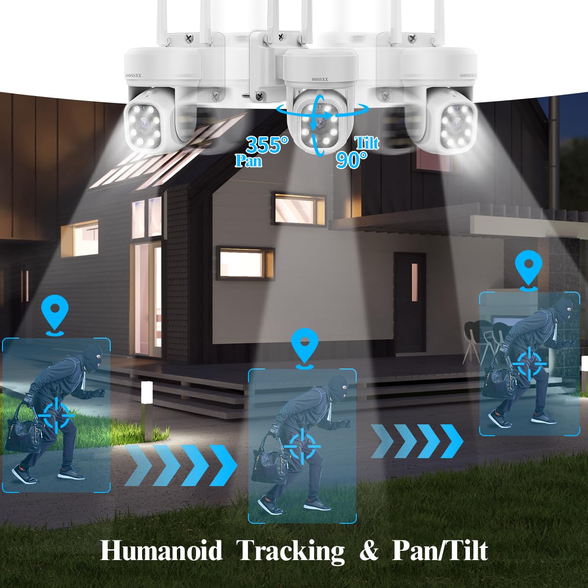 Auto Tracking & 2 Way Audio Ptz Wifi Outdoor Security Camera System Pan 5Mp Wireless Cameras System 10 Channel Nvr Video Surveillance Dvr Set