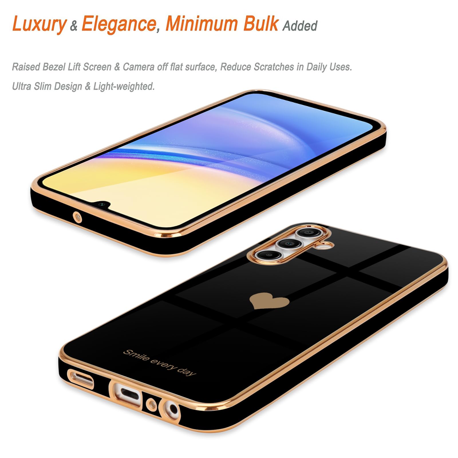 Teageo For Samsung Galaxy A15 4G 5G Case For Women Girl Cute Love Heart Luxury Bling Soft Back Cover Raised Full Camera Protecti