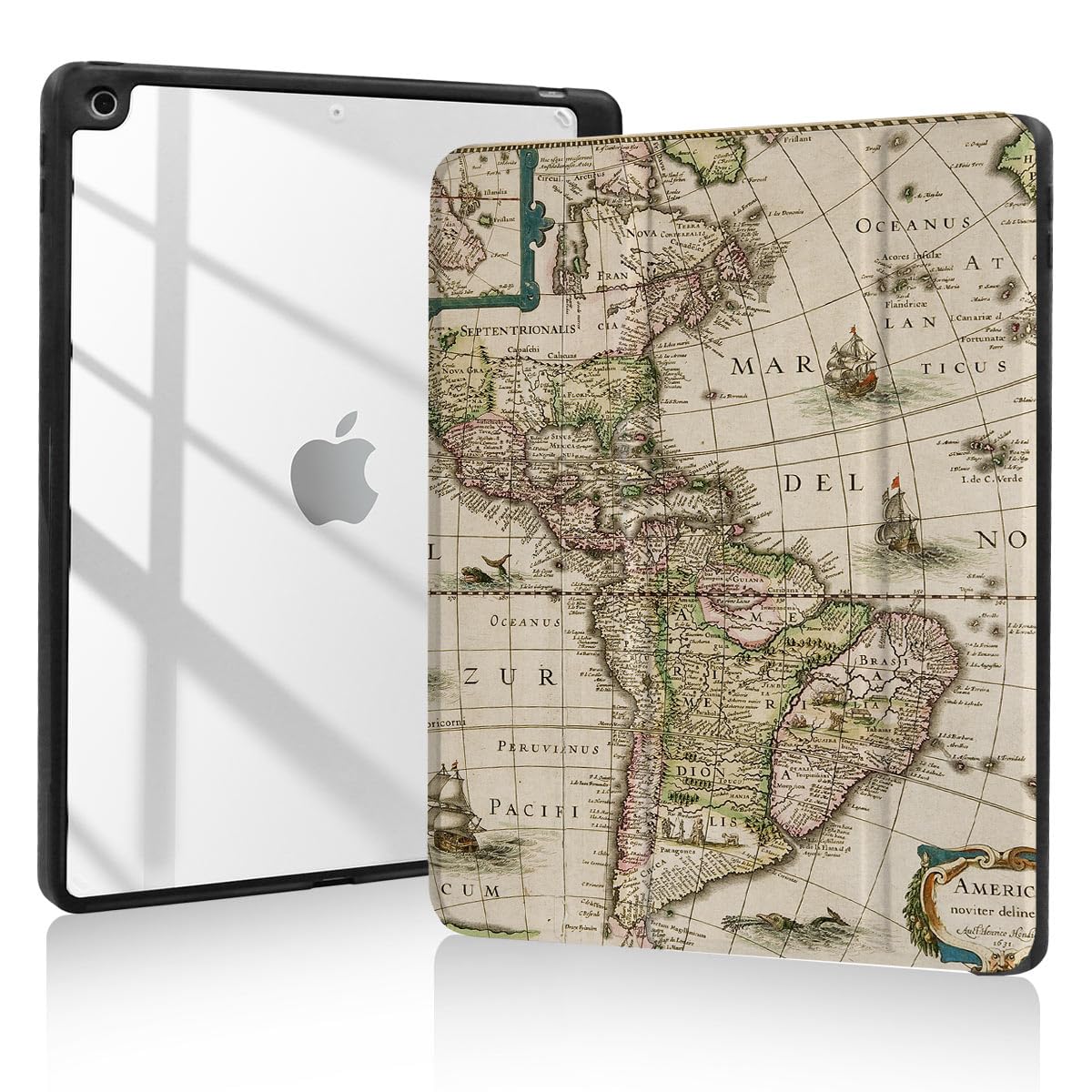 Trizoanic Case For Ipad 9Th/8Th/7Th Generation,Ipad 10.2 Inch Case Clear Back Ipad 2021/2020/2019 Cover,Trifold Stand,Pencil Hol