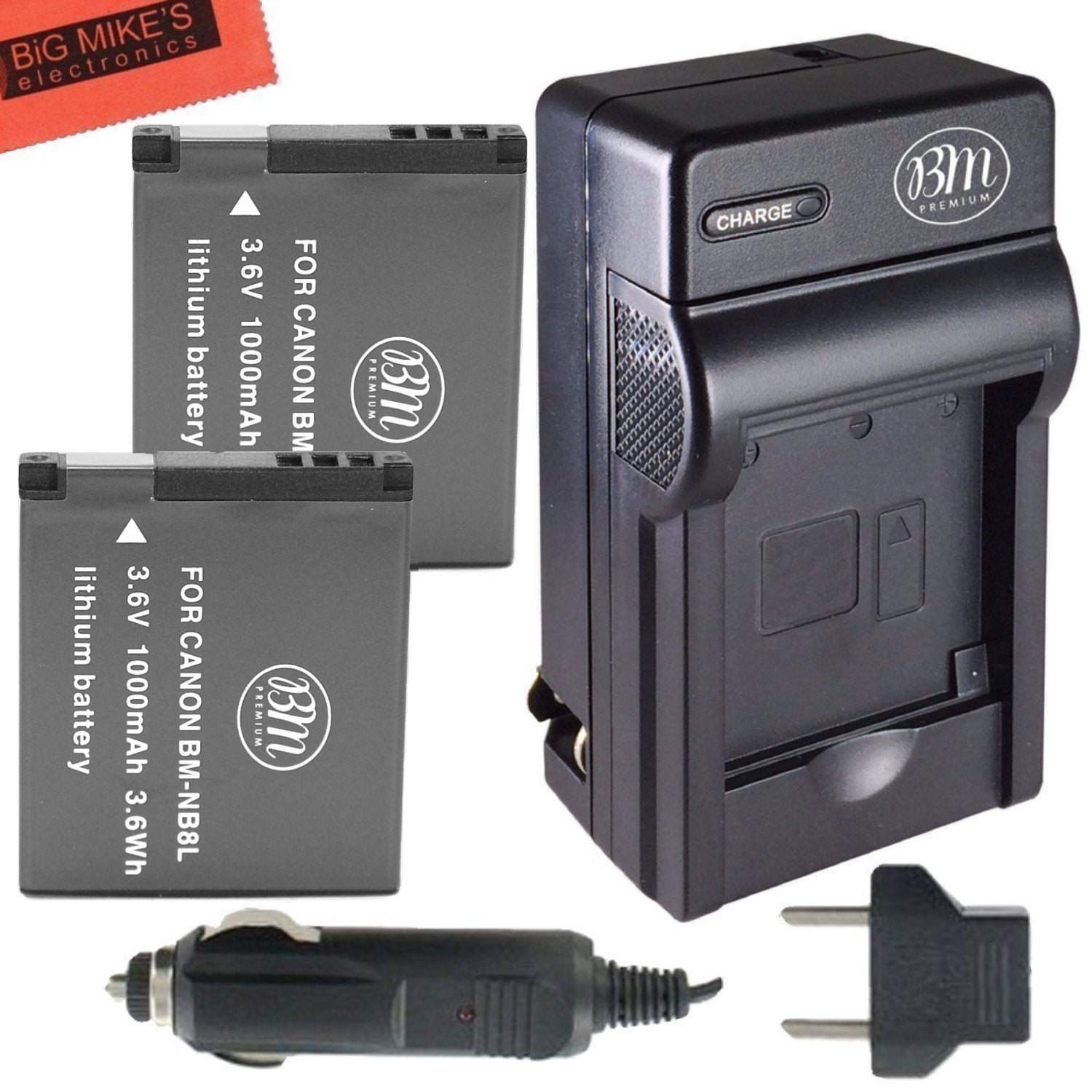 BM Premium 2 Pack of NB 8L Batteries and Battery Charger for Canon PowerShot A2200 is, A3000 is, A3100 is, A3200 is, A3300 is Digital Camera