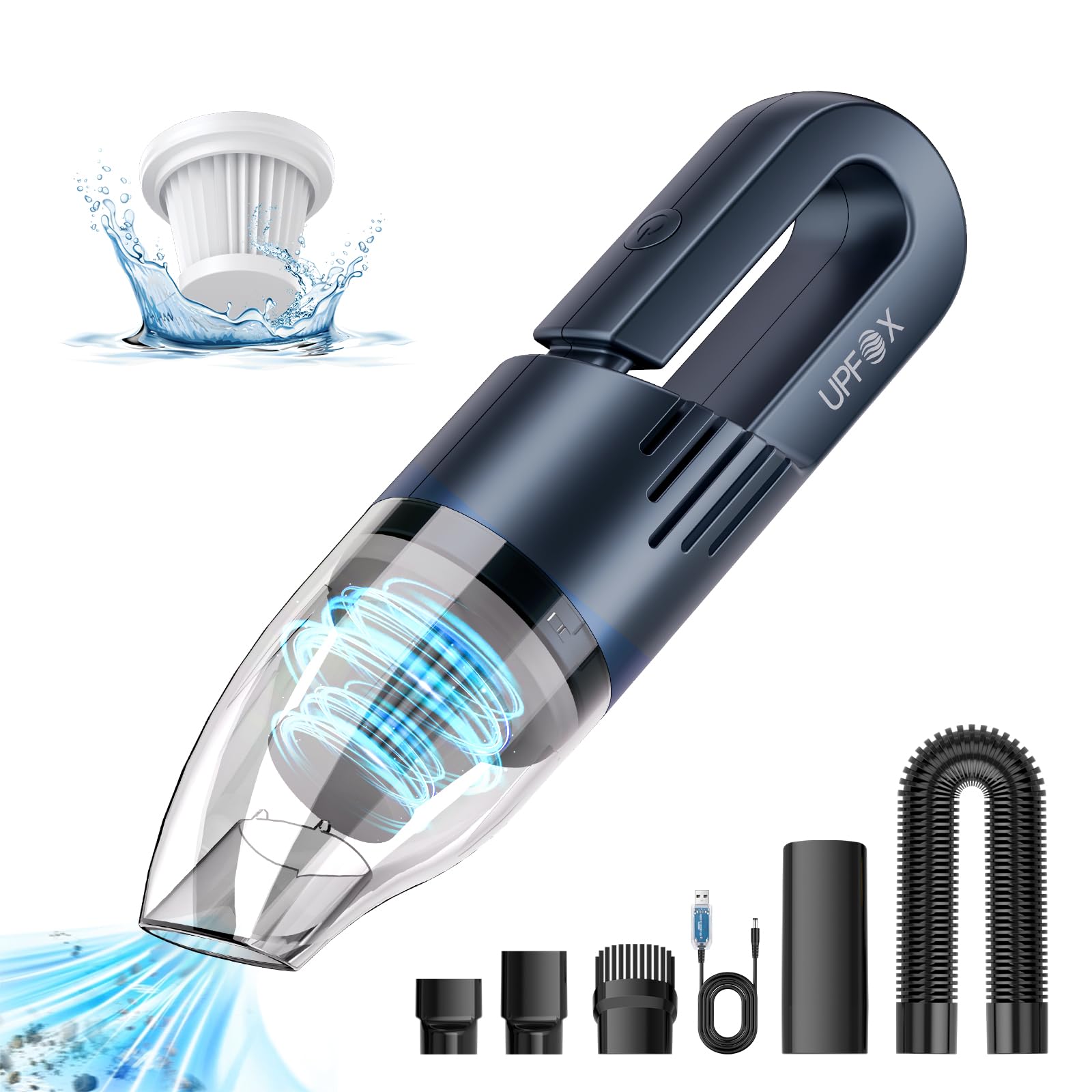 Upfox 2024 Upgrade Mini Vacuum Cleaner Hand Vacuum Cordless Rechargeable Car Vacuum Cleaner Powerful Suction Portable Vacuum For