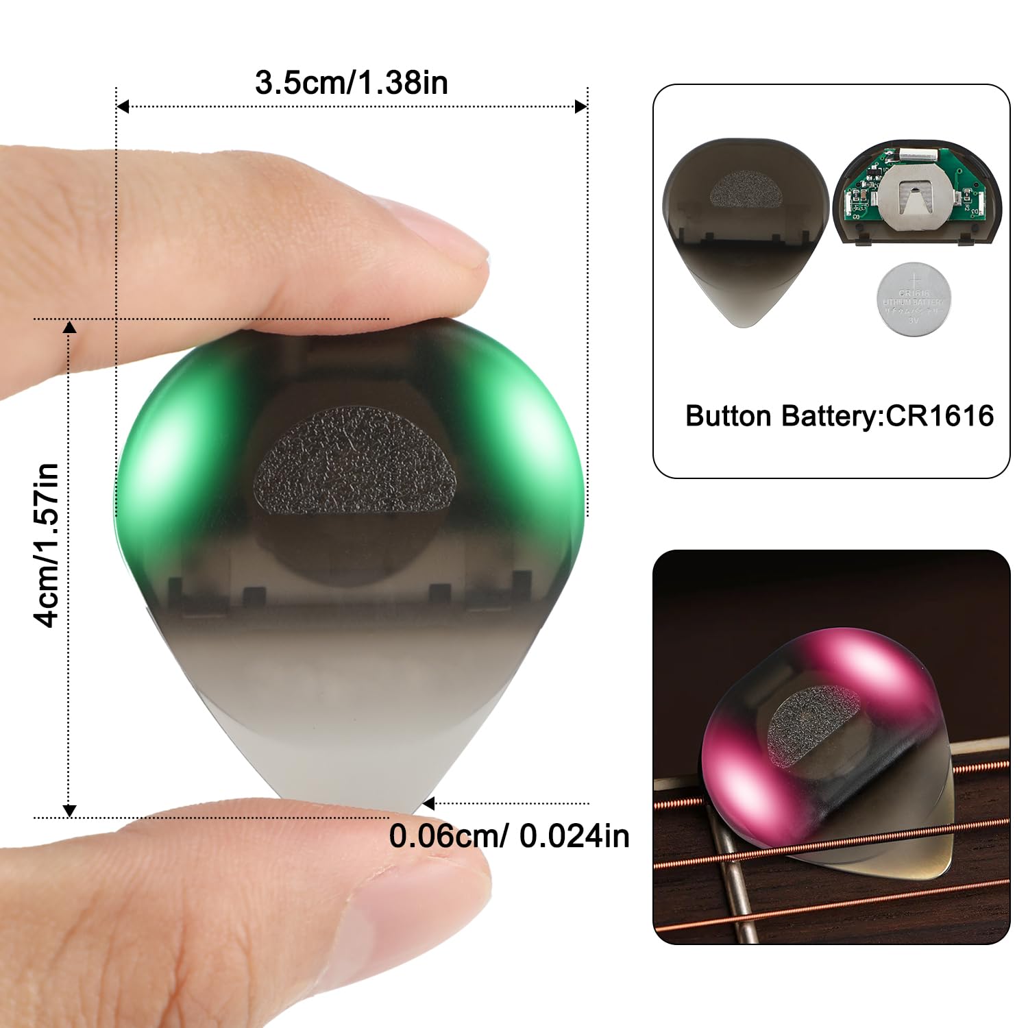 Auto Led Glowing Guitar Picks   Light Up Guitar Pick, For Unmatched Musical Experience, 0.6Mm (White)