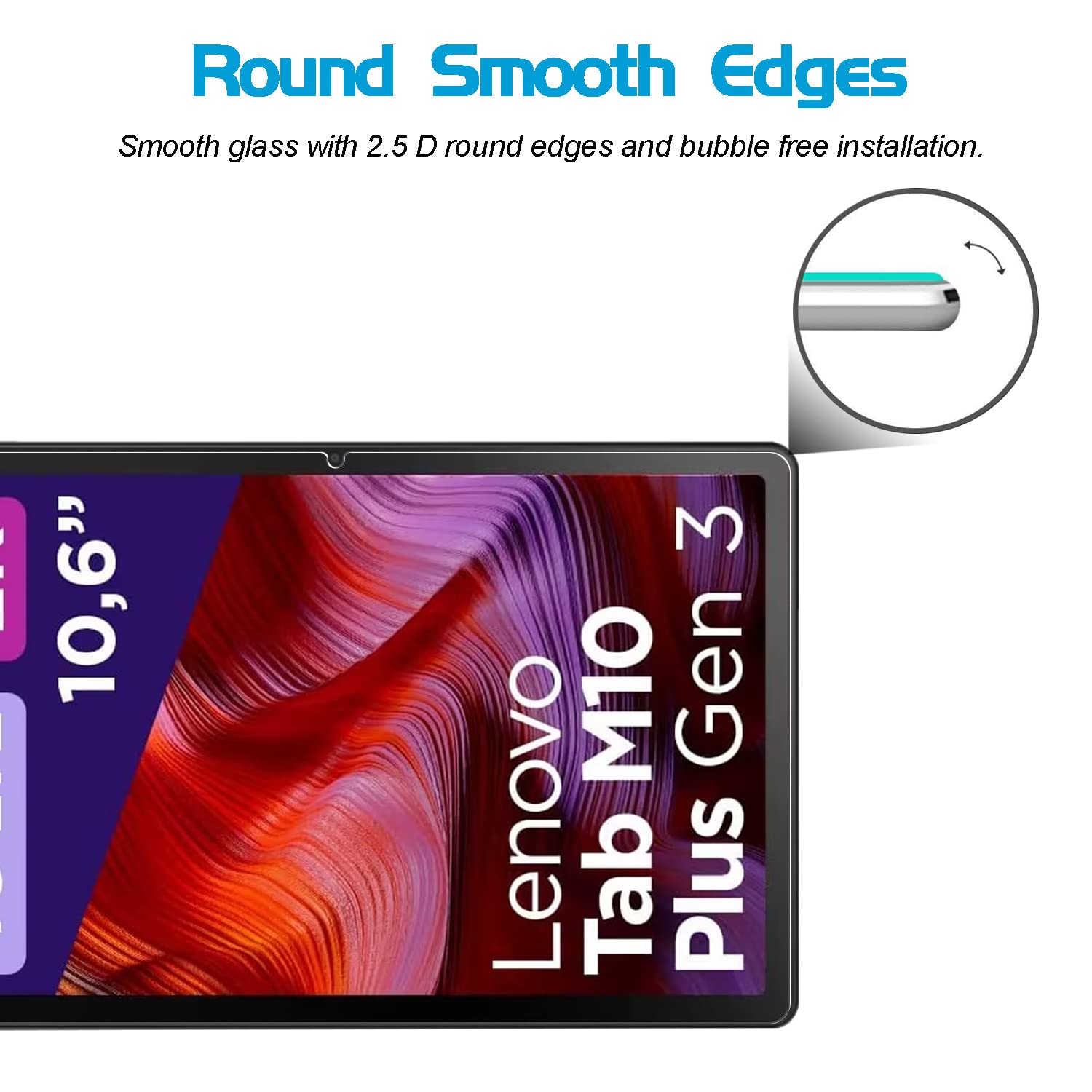 Xunylyee [2 Pack Screen Protector Compatible With Lenovo Tab M10 Plus 3Rd Gen 10.6'', Tempered Glass For Lenovo Tab M10 Plus 3Rd