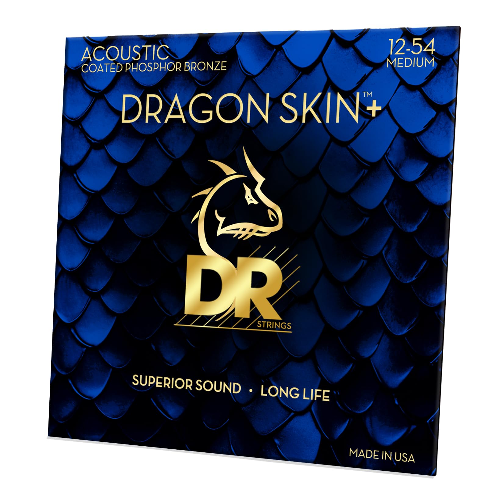 DR Strings DRAGON SKIN+ - Coated Phosphor Bronze Acoustic Guitar Strings - DAP-12 - Superior Sound with Comfortable Feel & Long 