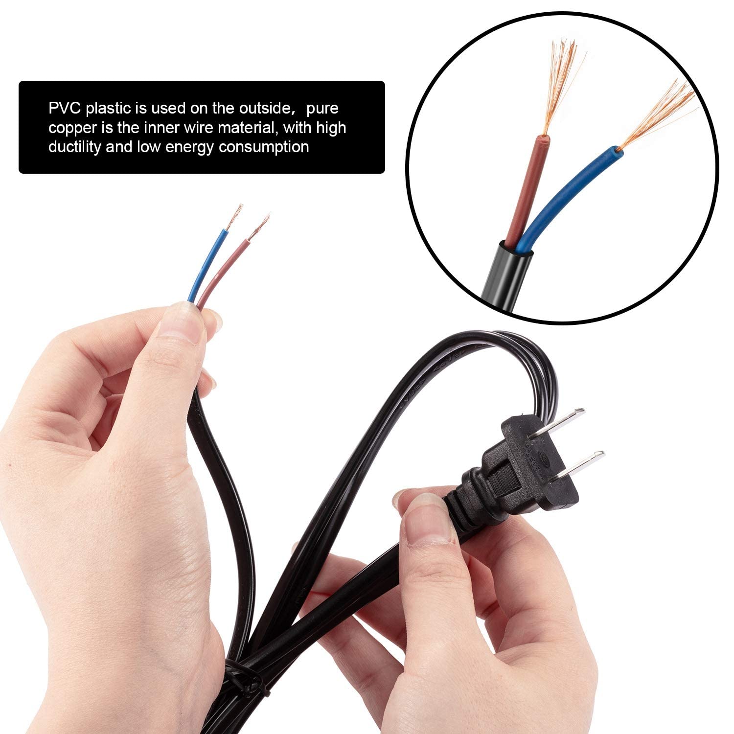 Pelopy 10 Packs Light Cord Set Lamp Cord Cable Cord With Molded Plug, Pure Copper Stripped Ends Ready For Wiring,110 220V, 50W?6