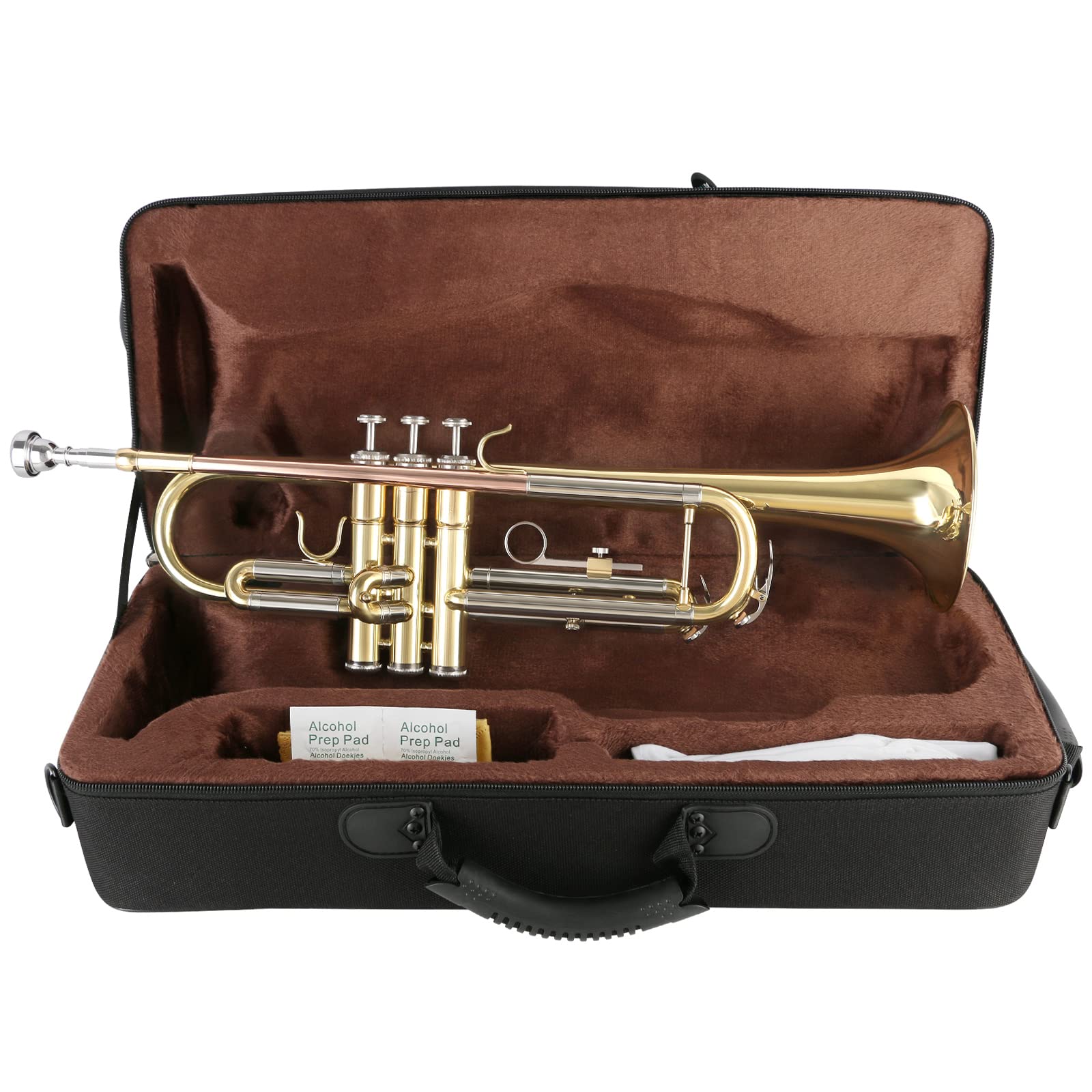 Eastrock Bb Trumpet Standard Trumpet Set With Carrying Case,Gloves, 7C Mouthpiece, Cleaning Kit, Tuning Rod (Phosphor Copper/Cup