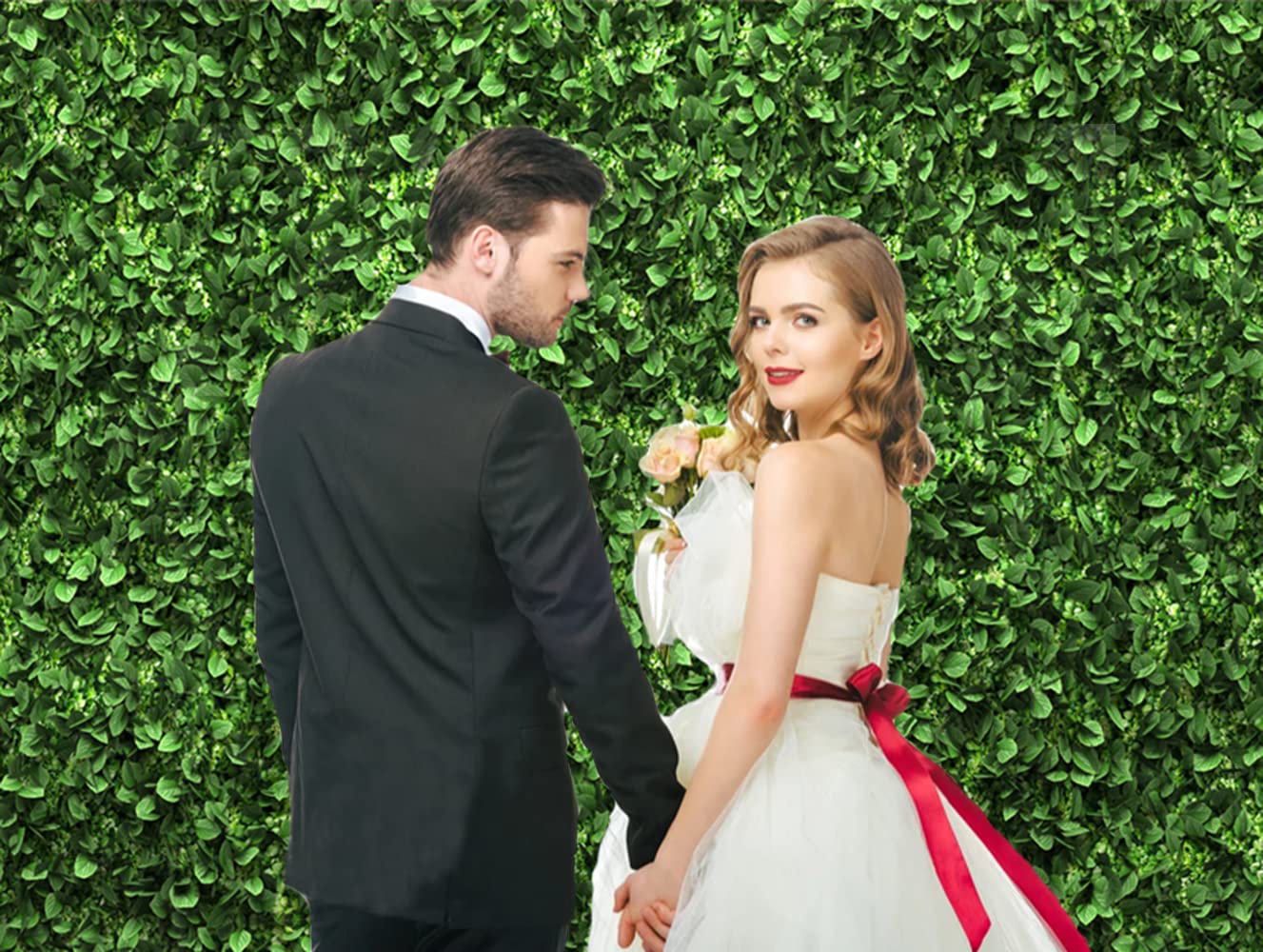 Chaiya 7X5Ft Green Leaves Backdrop Greenery Leaf Wall Background Jungle Theme Baby Shower Party Wedding Shower Party Bridal Show