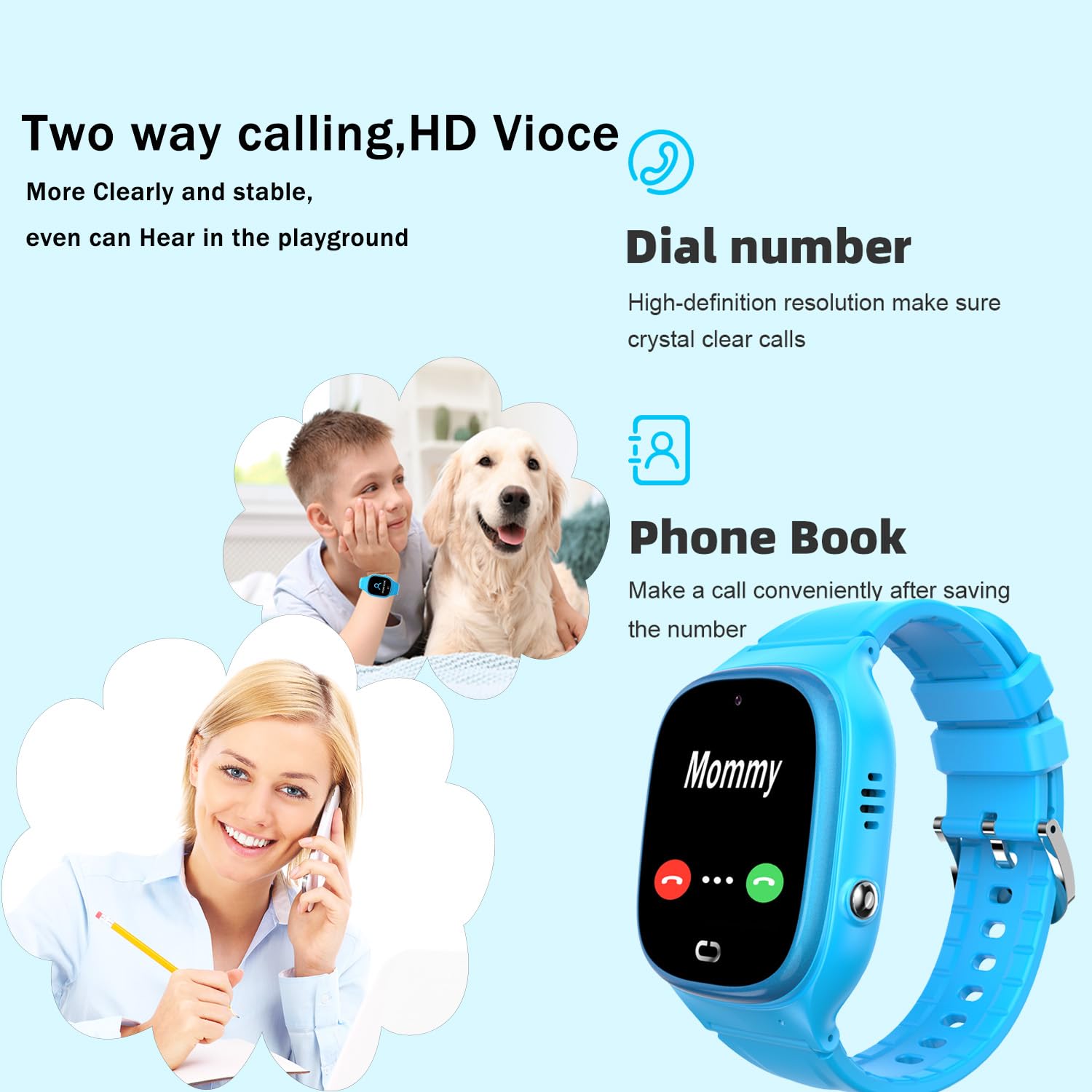 Waterproof Kids Smart Watch Lbs Tracker - Boys Girls For 3-12 Year Old With Sos Camera Alarm Call Camera Pedometer 12 Time Forma