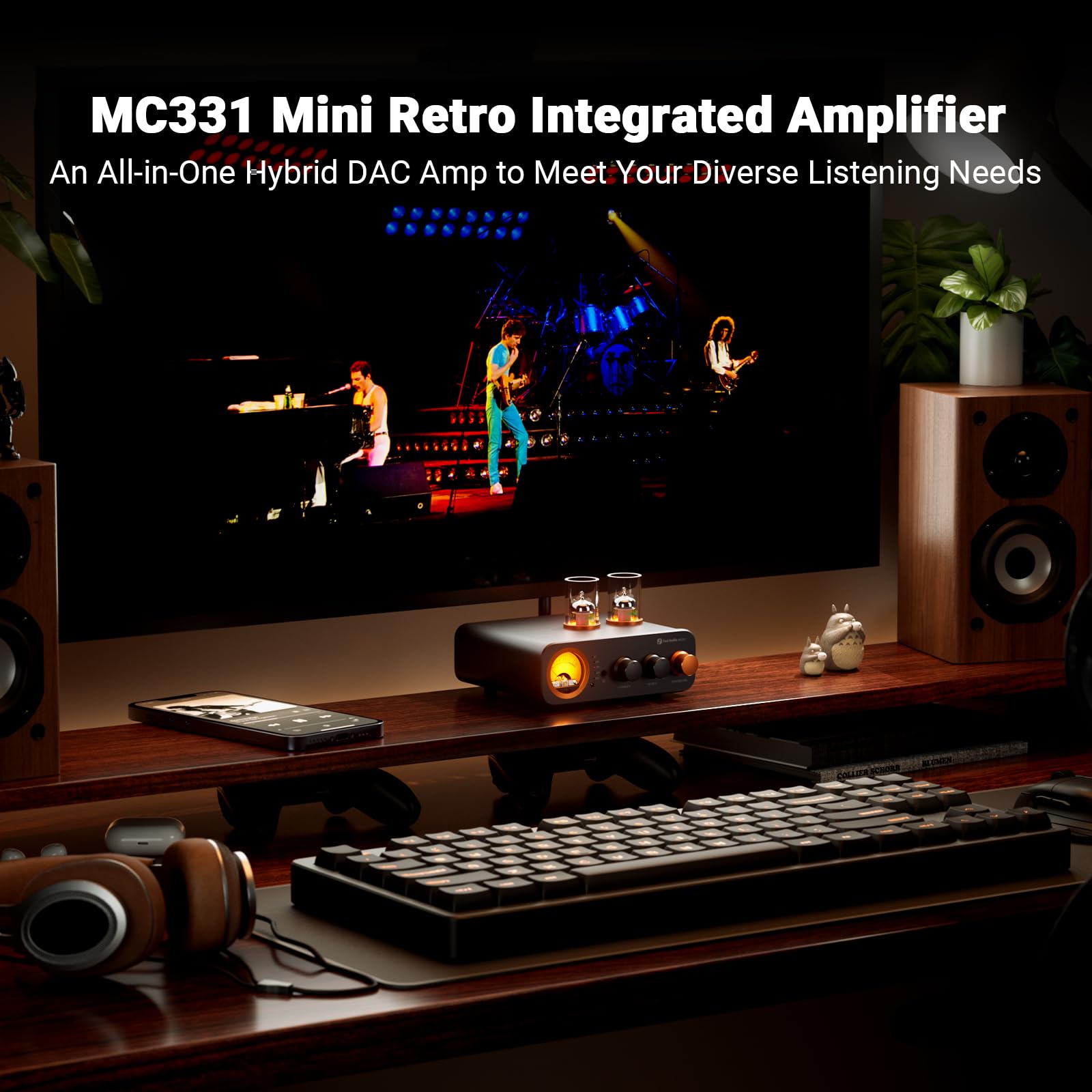 Fosi Audio Mc331 Tube Integrated Amplifier With Dac, 2 Channel Home Audio Stereo Power Amp For Hifi Bookshelf Speakers/3.5Mm Hea