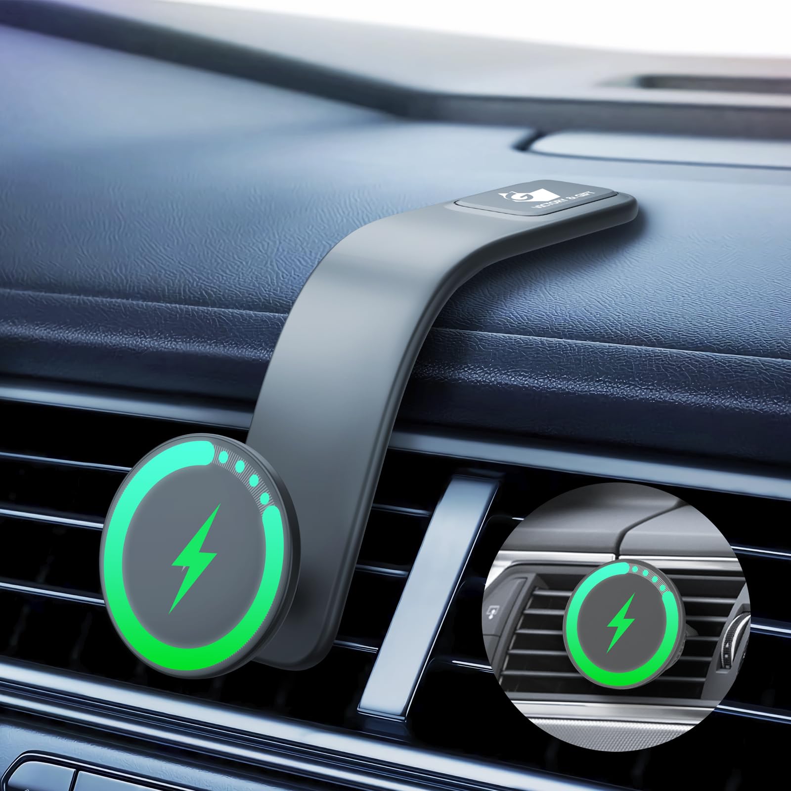 15W For Magsafe Car Mount Charger: Relocatable Car Phone Mount With 360 Adjustable Aluminum Arm , For Car Phone Mount Charger Da