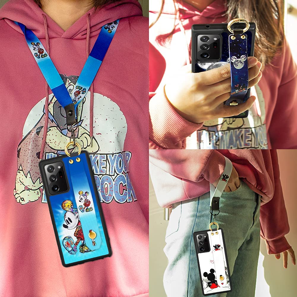 Cuwana Cartoon Case For Samsung Galaxy Note 20 Ultra 5G Case 6.9 Inch Cute Mickey Minnie Cartoon Character Design With Lanyard W