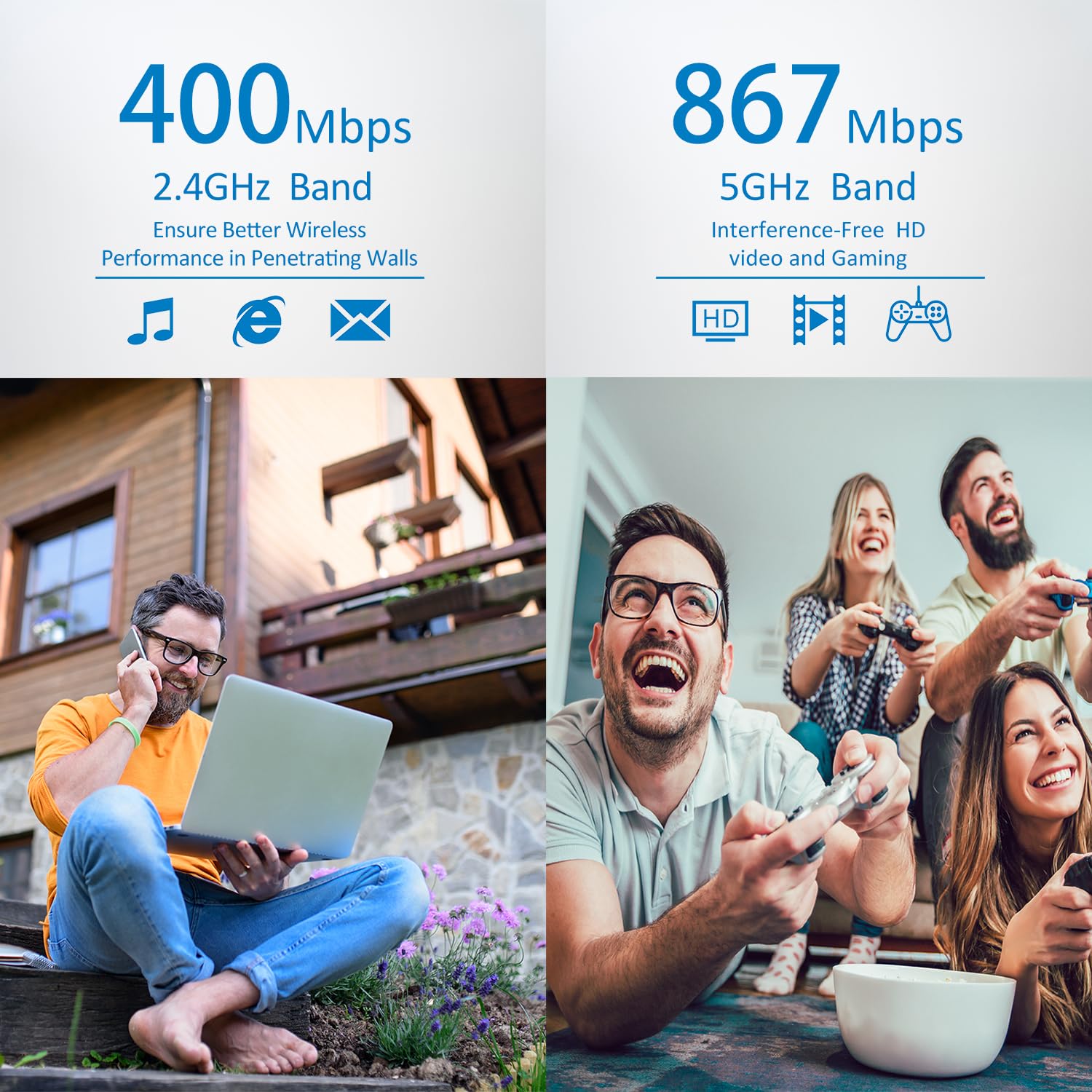 Wireless Usb Wifi Adapter For Pc: 1300Mbps Wifi Usb, 802.11Ac Wifi Adapter For Desktop Pc, Dual Band Wifi Dongle Wireless Adapte