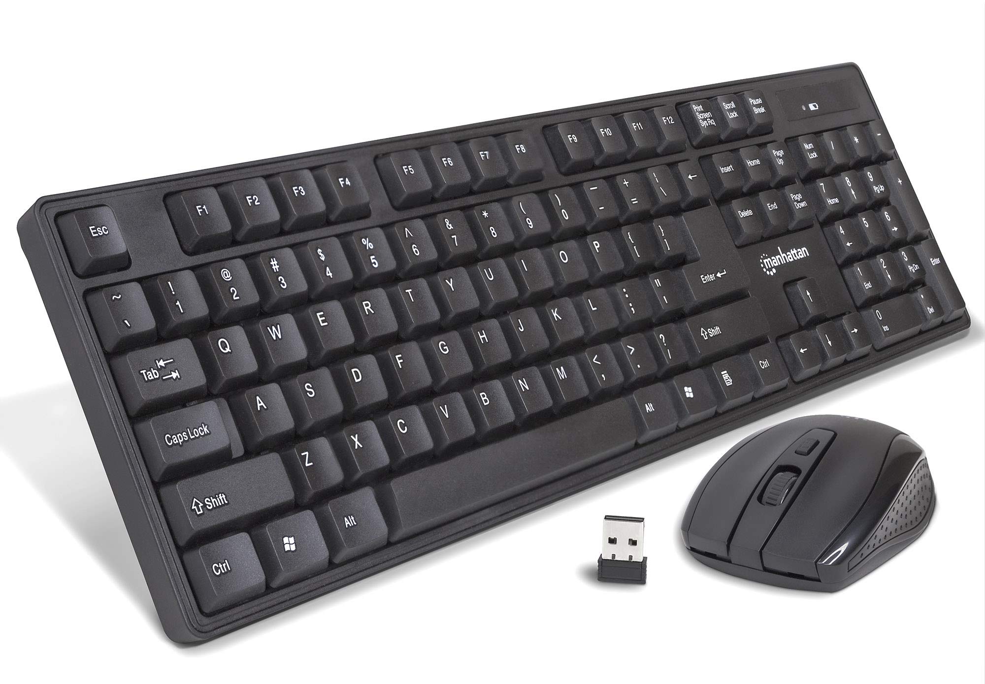 Manhattan Wireless Keyboard And Mouse Combo   Full Size Usb Wireless Keyboard Mouse Set With 2.4Ghz Dongle For Pc Computer Lapto