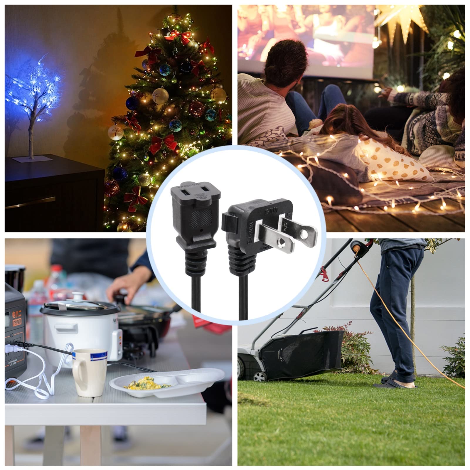 Outdoor Extension Cord With Multiple Outlets,2 Prong Extension Cord 1 To 2 Y Splitter 3.28Ft/1Meter,90 Degree Male/Female Power