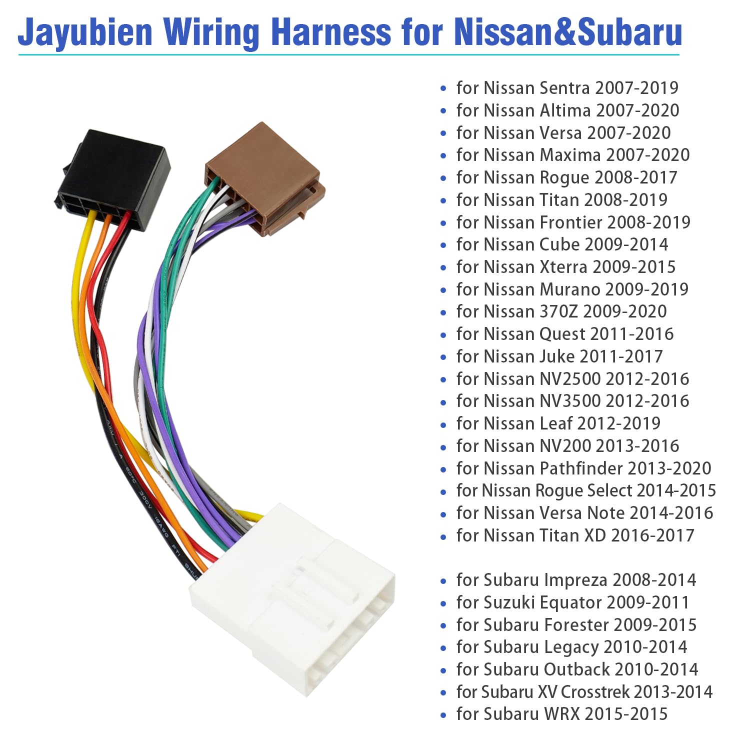 Jayubien Radio Wire Harness For Nissan Stereo Connector, Compatible With Altima Frontier Xterra Murano Armada Pathfinder Quest I