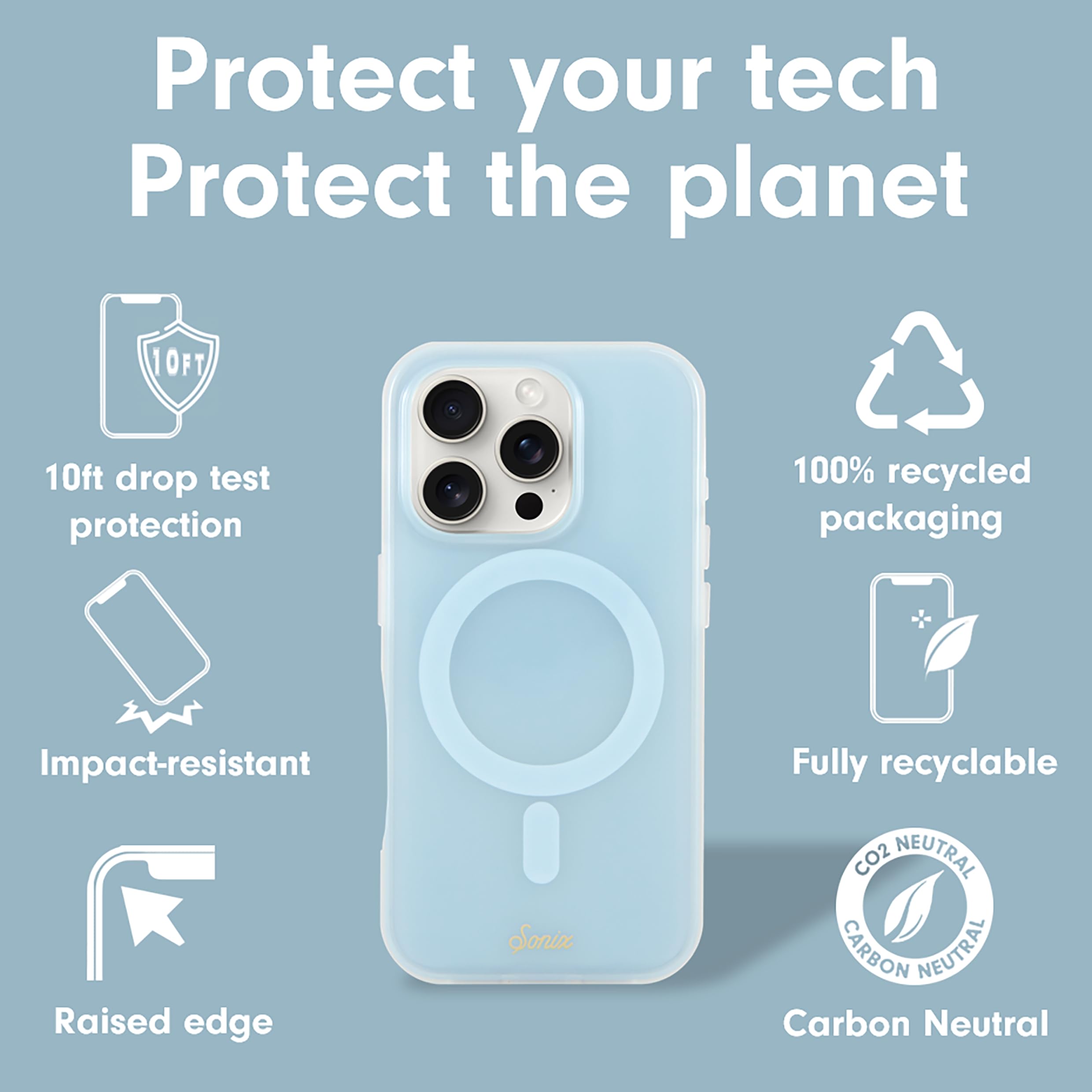 Sonix Case For Iphone 16 Pro Max | Compatible With Magsafe | 10Ft Drop Tested | Jelly Sky Blue