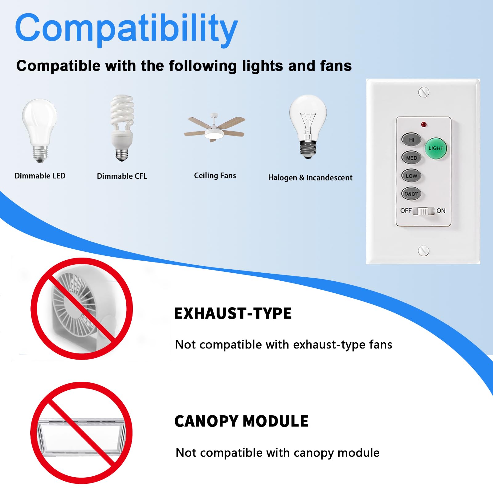 Greenbell Ceiling Fan Remote Control Kit, Universal Ceiling Fan Remote Control Uc9050T, Uc9050T Ceiling Fan Wall Remote Control