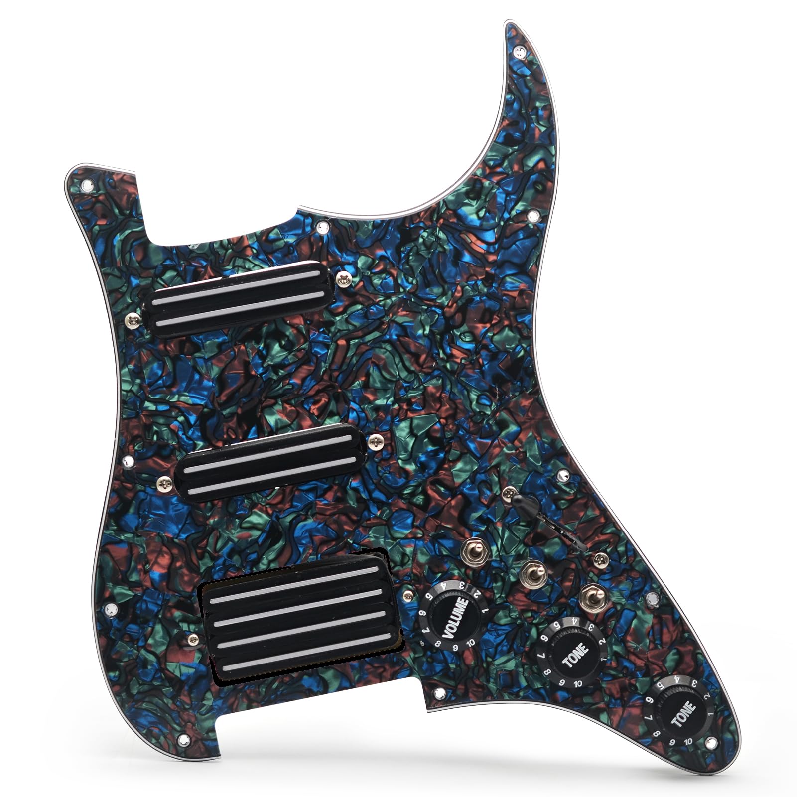 SSH-Coil Splitting Electric Guitar Pickguard Two Mini Humbucker + ONE 4 Coil Pickup High Output-(9K/9K/18K) Loaded Prewired Scra