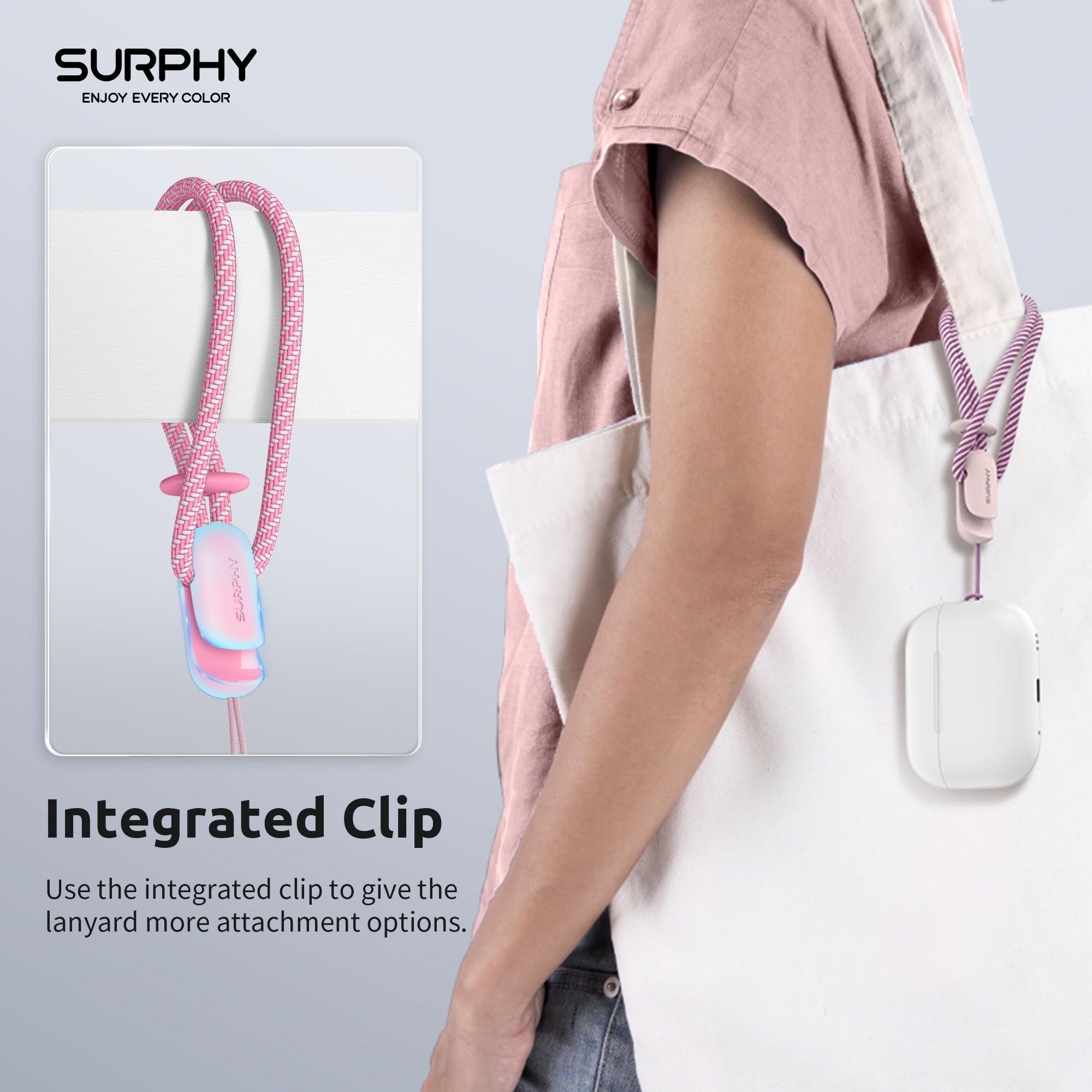 SURPHY Phone Lanyard 2 Pack, Nylon Anti-Theft Wrist Strap, Small, Pink & Rose Pink