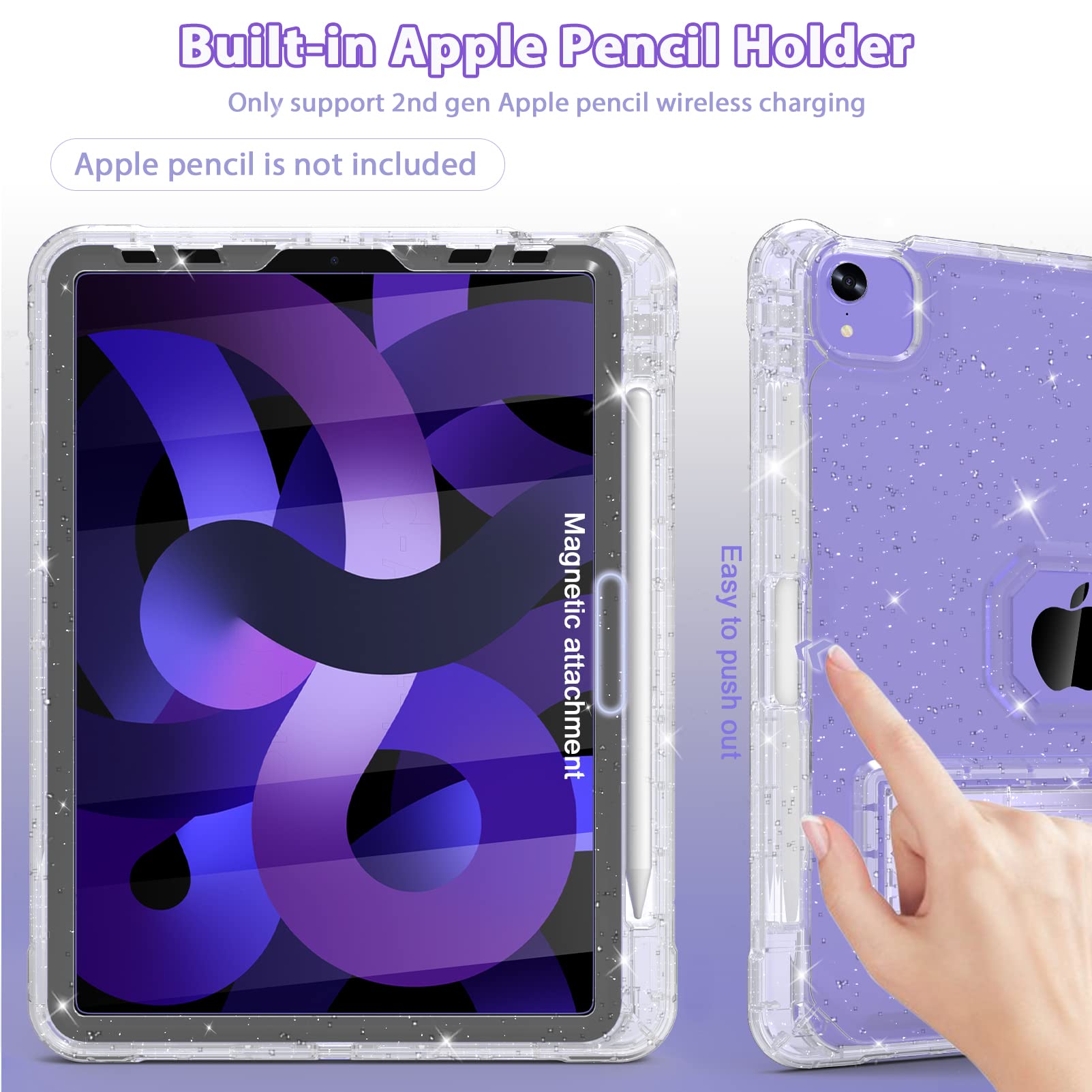 Rantice Ipad Air 5Th/4Th Generation Case With Screen Protector (2022/2020), 10.9 Inch Ipad Air Case With Pencil Holder, Slim Sho