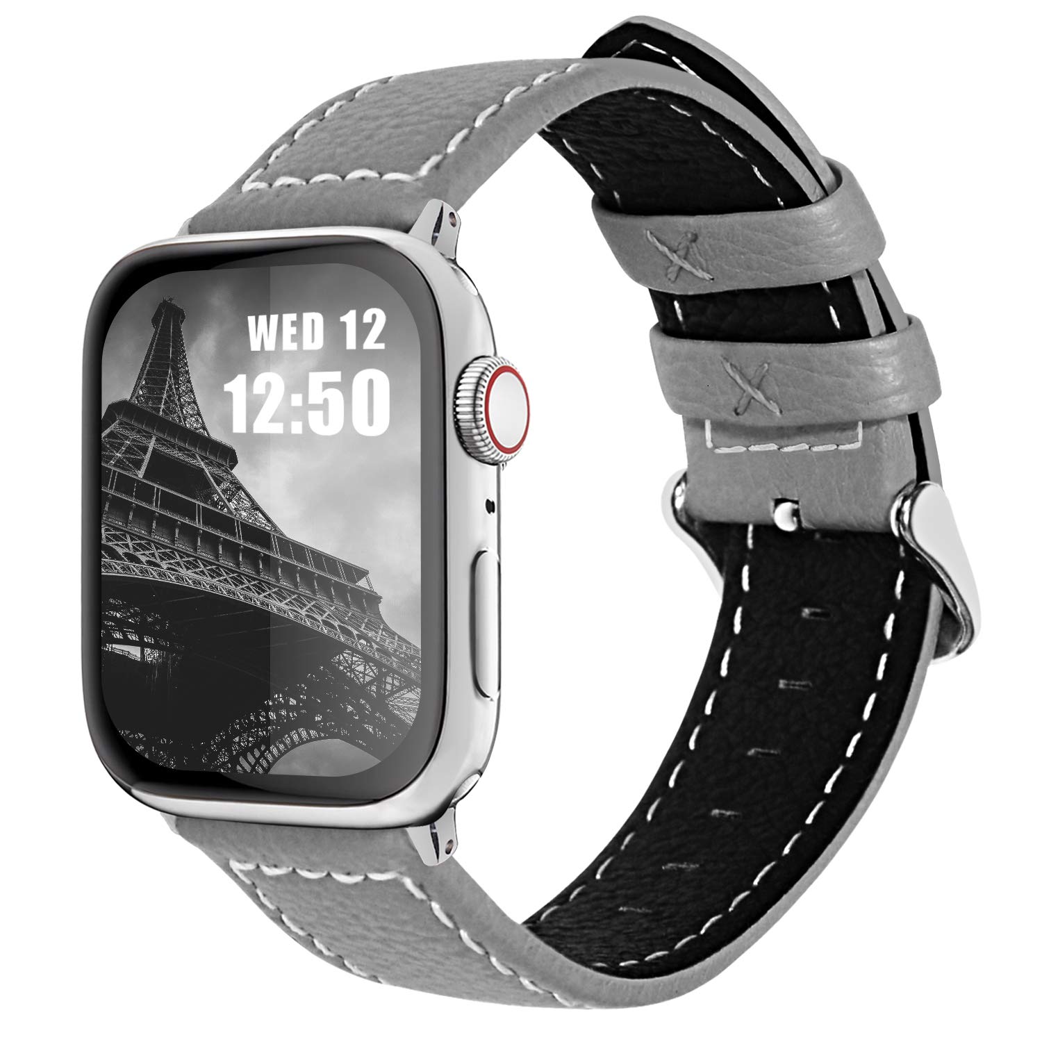 Apple Watch Band 42mm 38mm Fullmosa Genuine Leather iWatch Bands, Grey,42mm