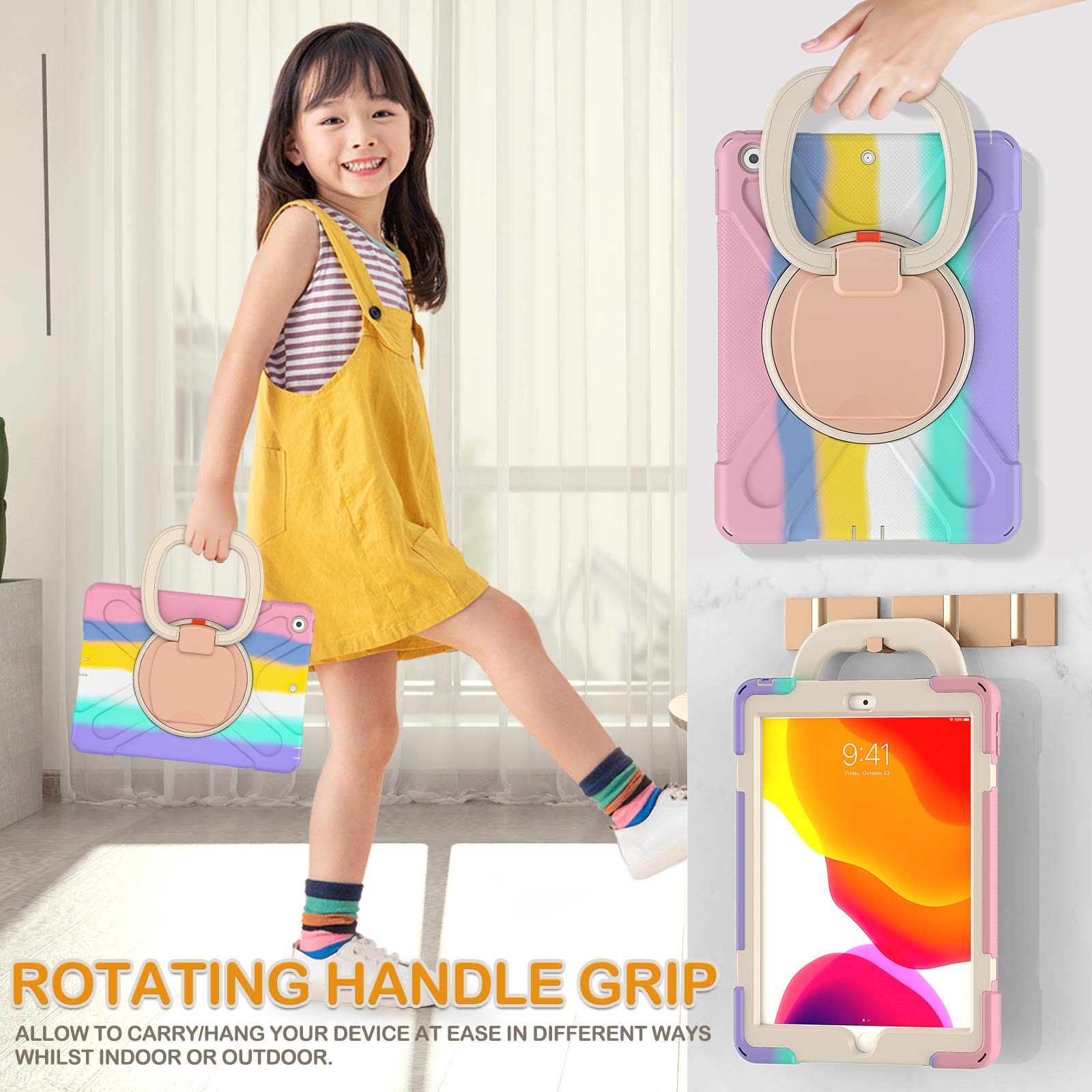 Braecn Kids Case For Ipad 9Th 8Th 7Th Generation 10.2 2021 2020 2019, Shockproof Silicone Case With Screen Protector, Pencil/Pen